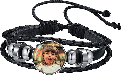 U7 Pulsera para hombre con cierre de acero inoxidable, brazalete de cuero en estilo calavera o envoltura