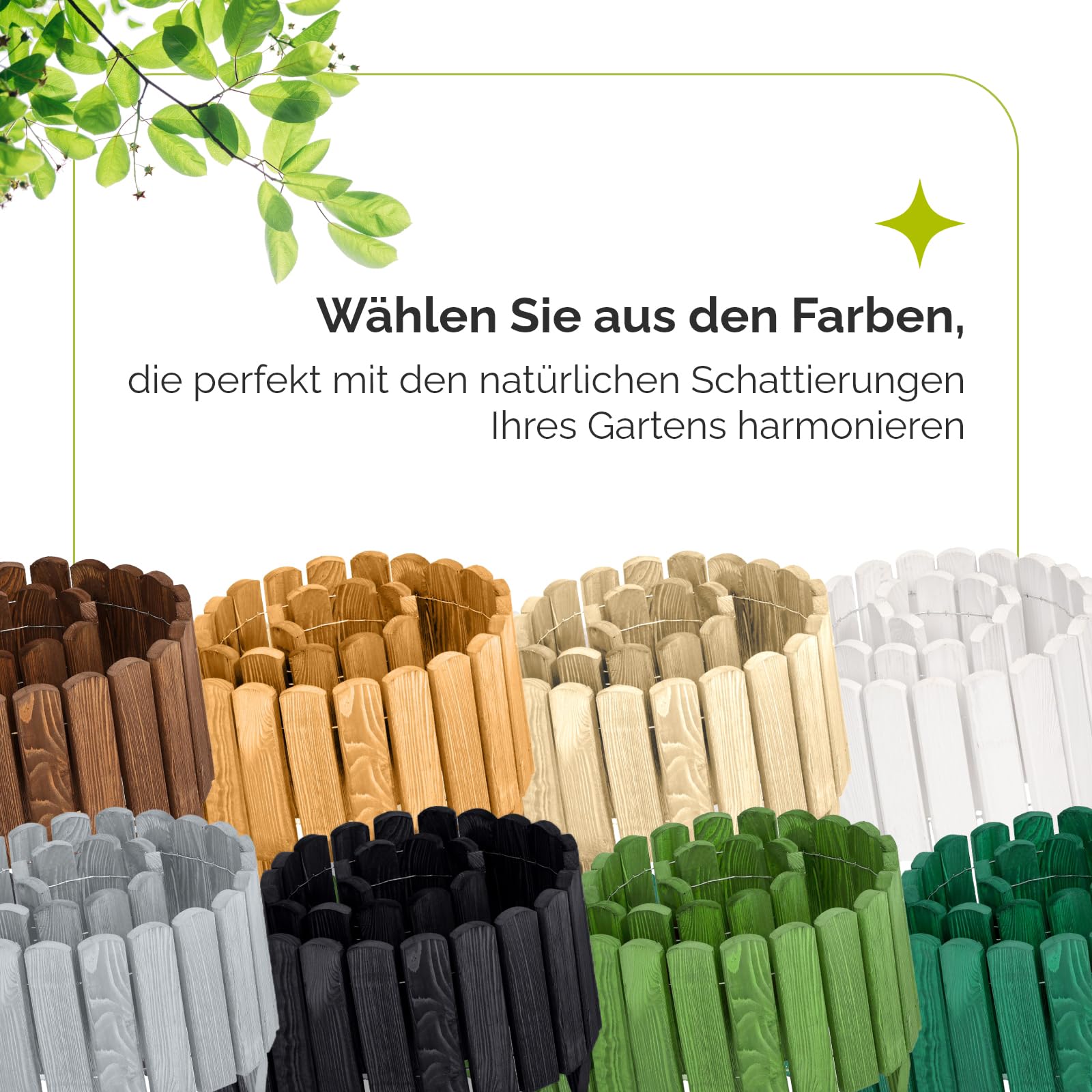 Garronda Rasenkante Beeteinfassung aus Holz flexibel 200 x 10 cm Rollborder für Rasen und Beet Beetumrandung und Beetbegrenzung Gartenzaun zum Stecken Holzzaun GD-0046 (Dunkelbraun)