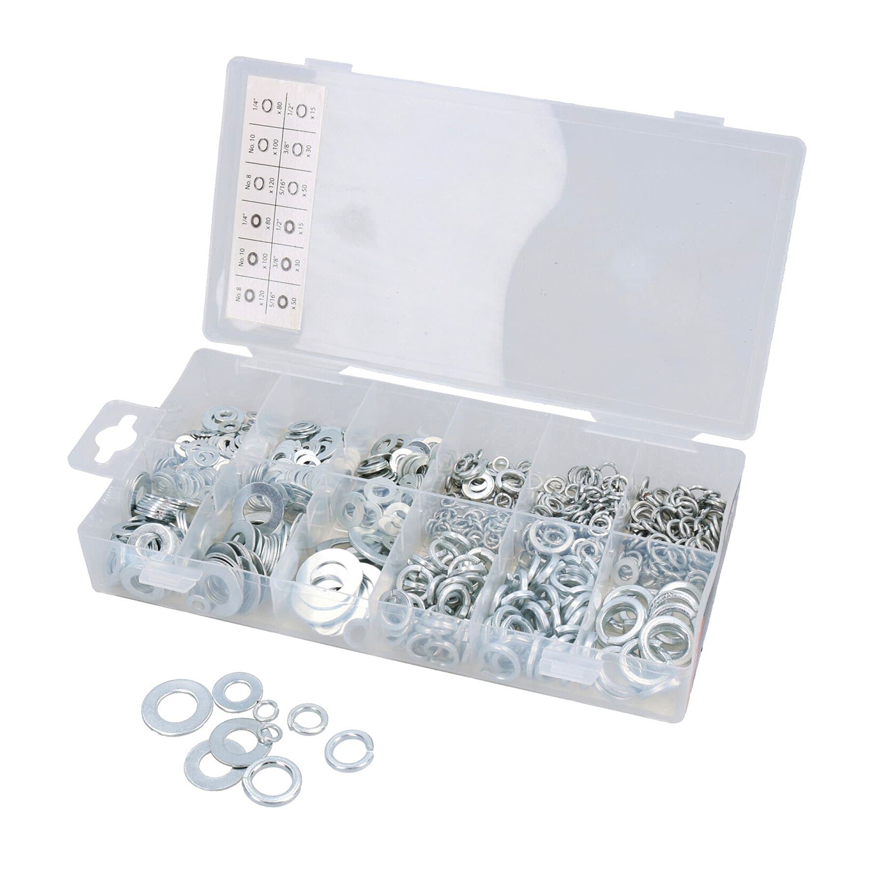 Ab Tools Silver Assorted Flat And Spring Washer Assortment Set Metric + Imperial 790Pc Kit