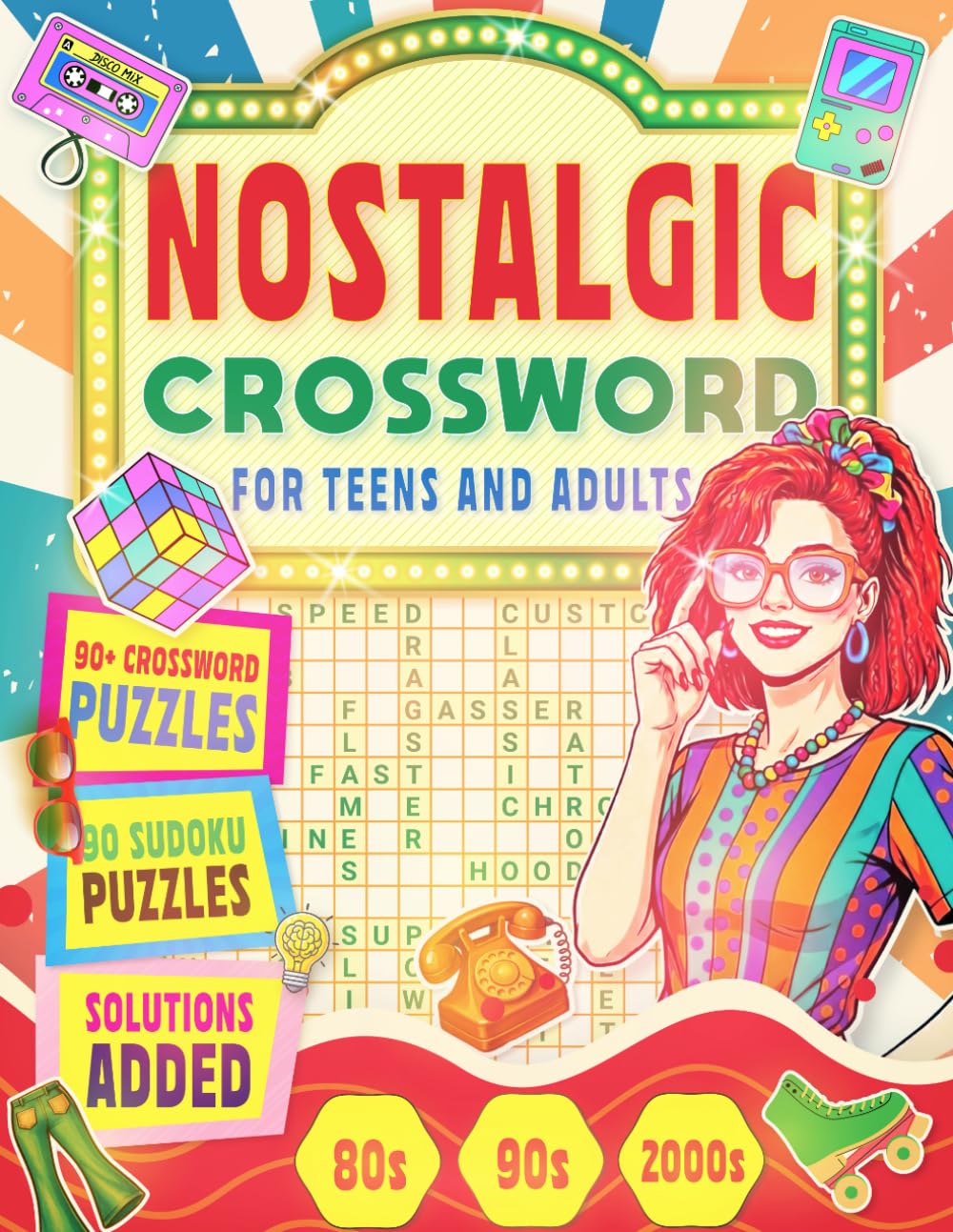 Nostalgic Puzzle Book for Teens and Adults: 80s, 90s, 2000s Crossword with SODUKU