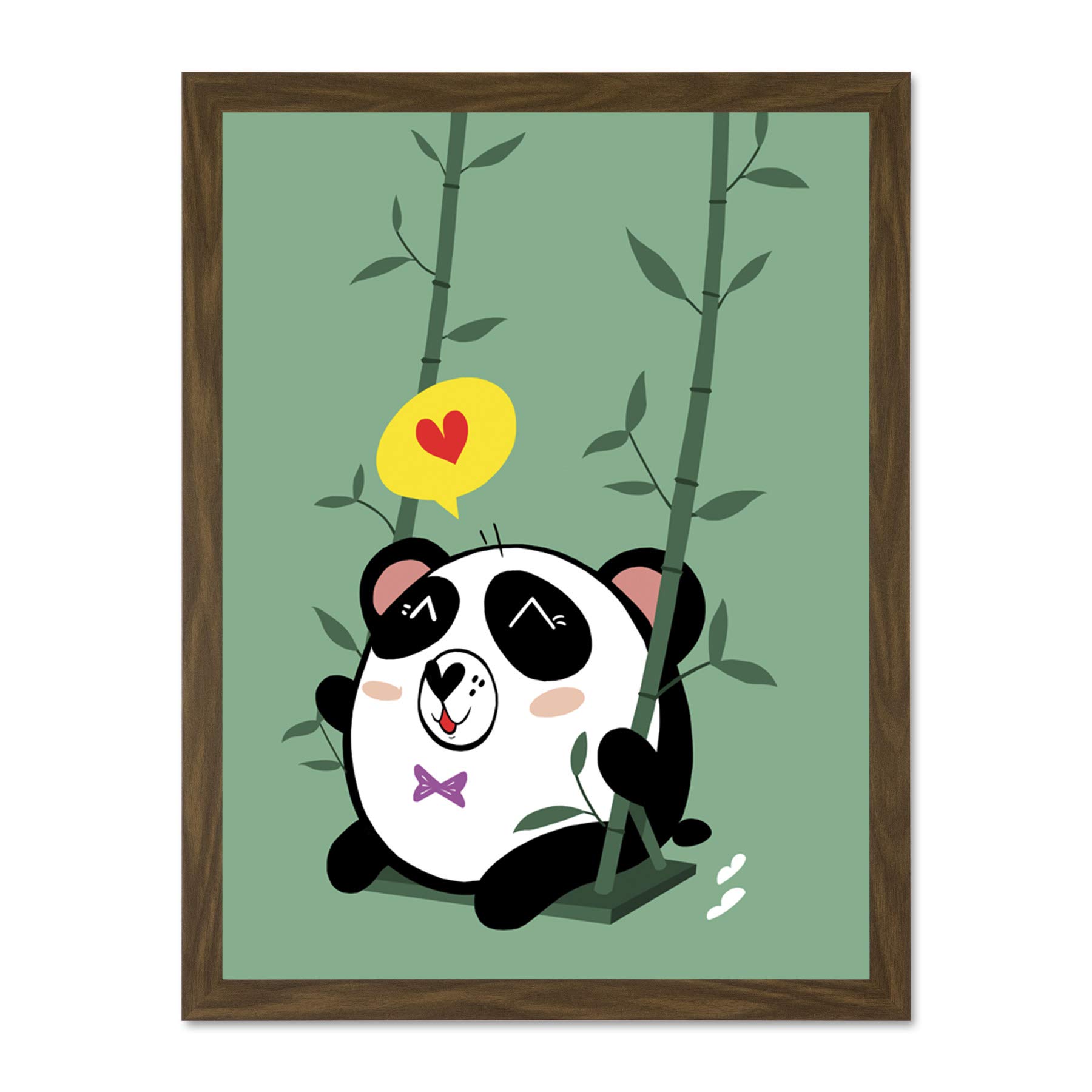 Wee Blue Coo Kawaii Panda Love Large Framed Art Print Wall Poster 18x24 inch