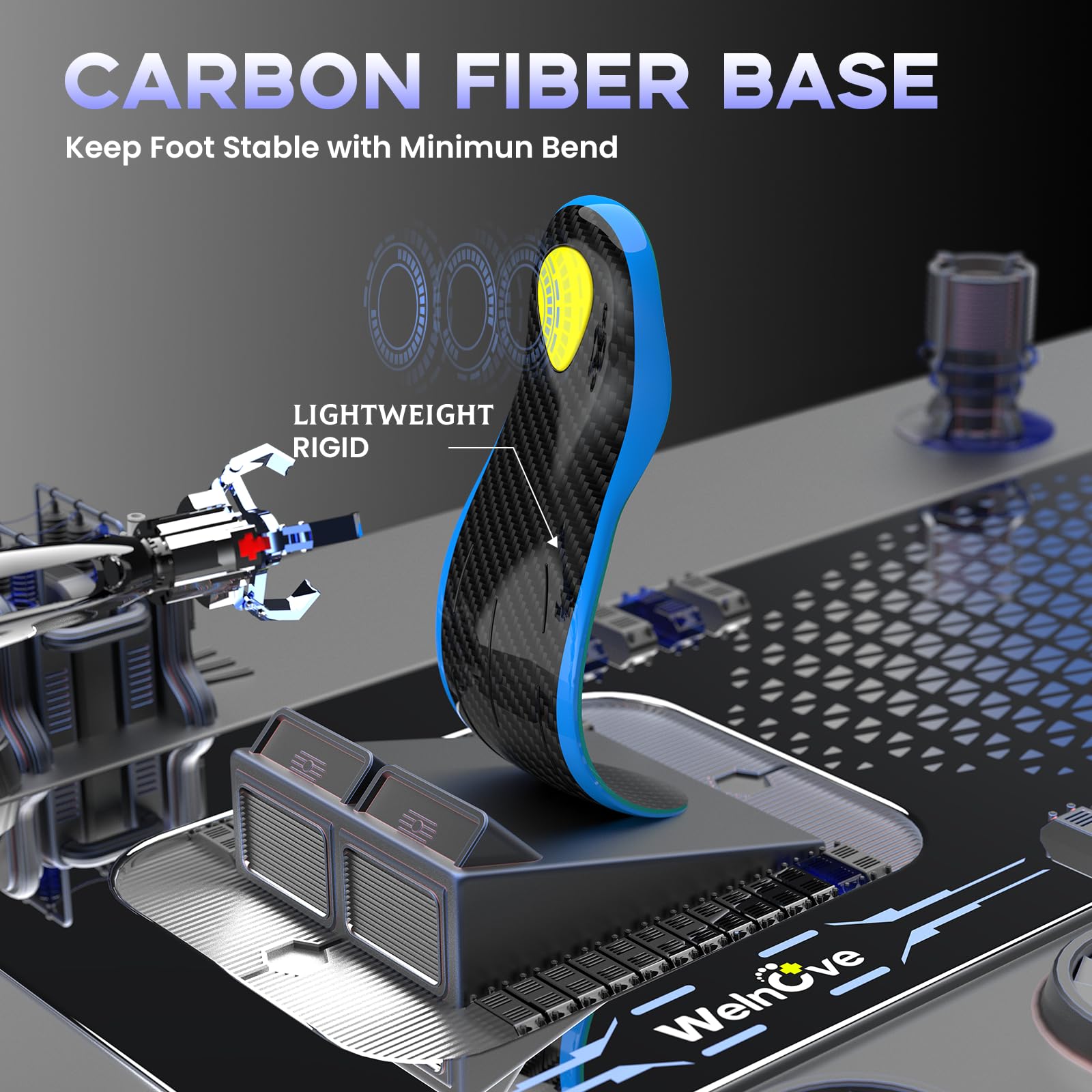 Welnove Solette Sportive in Fibra di Carbonio con Supporto Arco Plantare e Ammortizzanti | Ideali per Sport Intensi | Ritorno Energetico & Massimo Comfort-2XL: 45-46.5 Men Women