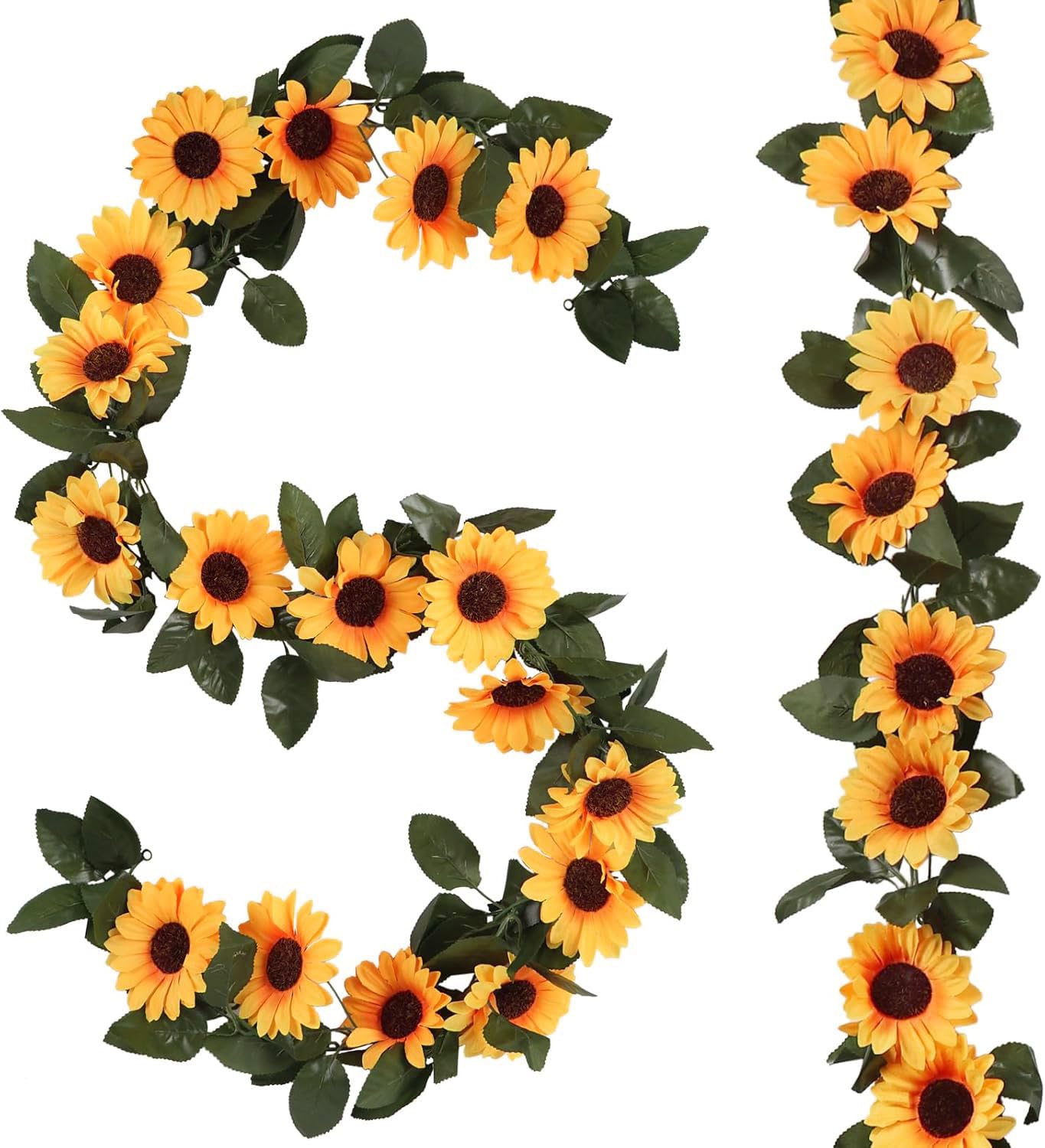 ２本 ひまわり 造花の藤 壁飾り花 枯れない花 ガーランド 人工観葉植物 ガーデン パーティー ベランダ スーパー 自宅 喫茶店 結婚式に適用 デコレーション