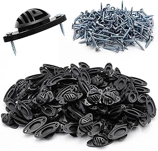 EATAKWARD 100 PCS Electric Fence Insulator with Screws, Black Wood Post polywire insulators, Hemispherical Insulators for Electric Fence Intermediate Bearing Rod, Black, PP
