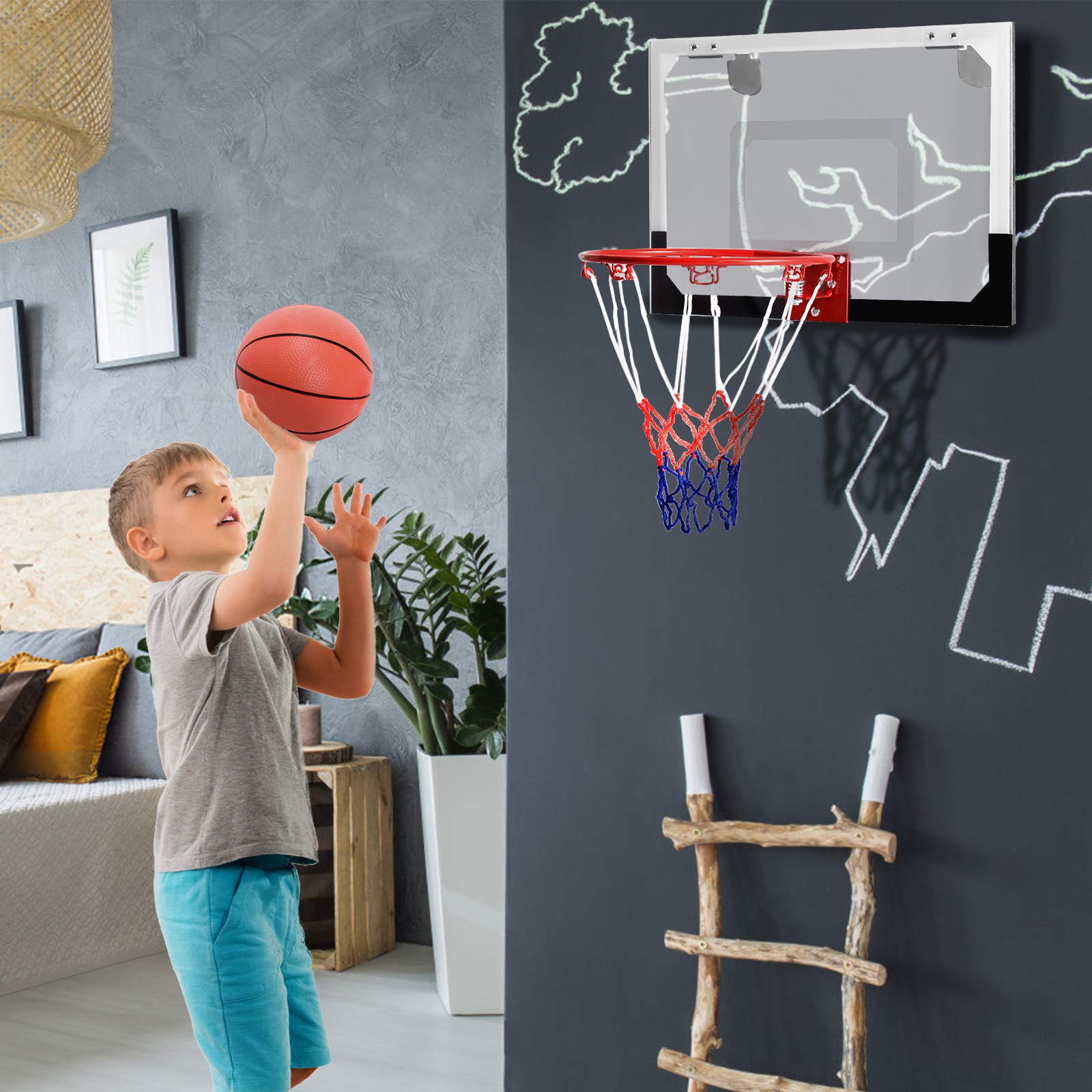 Canestro Da Basket LIFEZEAL Montaggio A Parete - Per Interni/Esterni, Nero - Foto 3