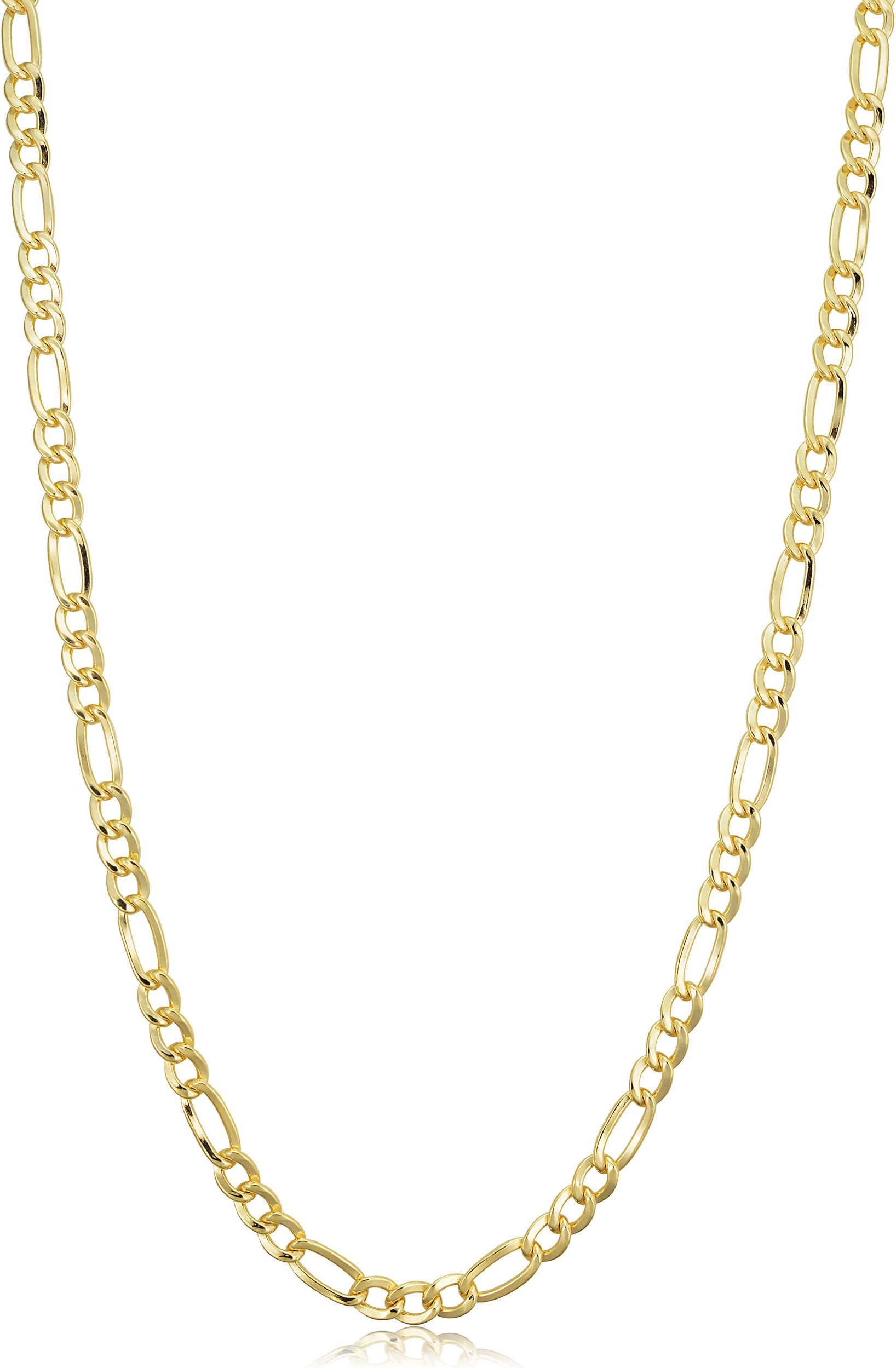 Kooljewelry Unisex Figaro Chain Necklace - 14k Gold Filled Solid Figaro Link Chain Necklace