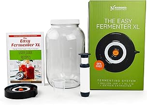 Easy Fermenter XL Jars & Lids: 1 Gallon Jars with Fermenting Lids! Make Sauerkraut, Kimchi Or Any Fermented Probiotic Foods. Includes: 1 Fermenting lid, 1 Normal lid, 1 Jar & Much More