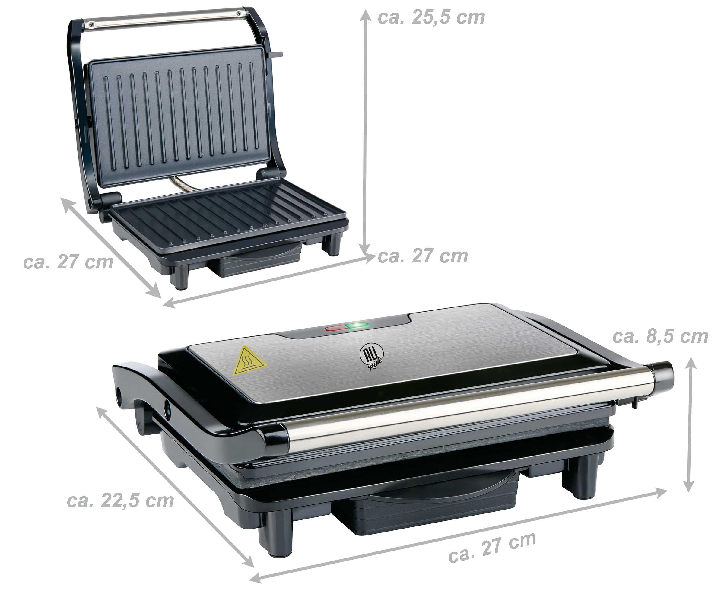 12V Kontaktgrill für LKW, Auto & Wohnmobil – 120W Elektrogrill mit LED-Kontrollleuchten, Tropfschale, Sicherheitsverschluss & rutschfesten Füßen – Ideal für Sandwiches, Fleisch, Gemüse & Hamburger