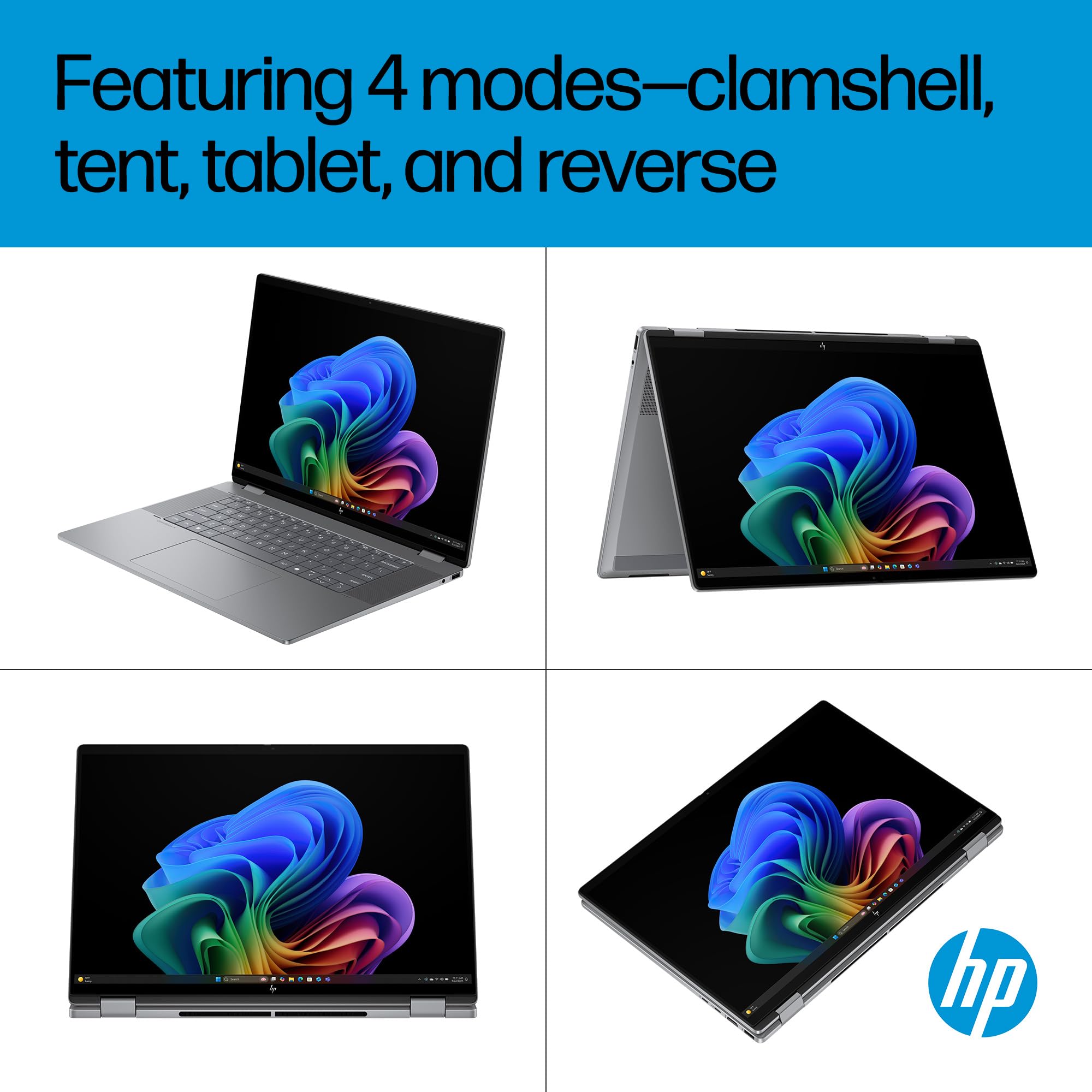 HP OmniBook X Flip NGAI 16" Laptop | CoPilot+ PC | AMD Ryzen AI 5 340 Processor | 16GB RAM | 512GB SSD | AMD Radeon 840M Graphics | 2K Touchscreen | Up to 21 Hrs Battery | Windows 11 | 16-ar0004sa — view 9