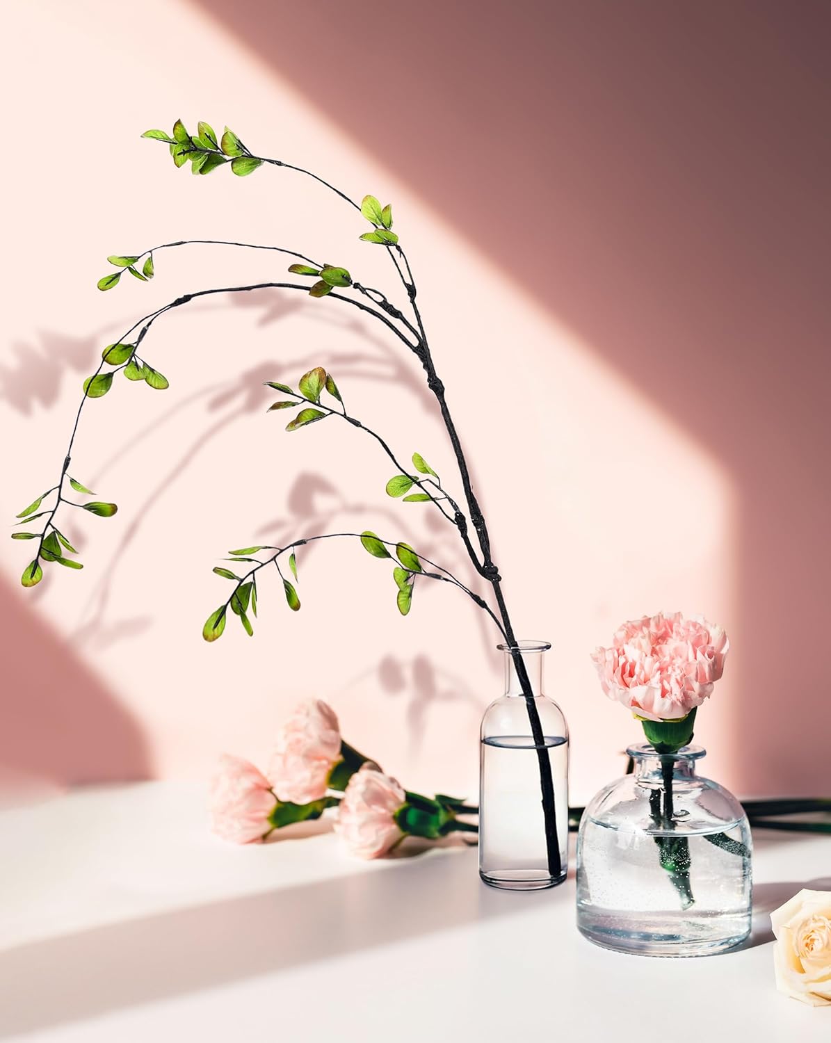 AUSTOR 5 Packs Artificial Ficus Branches Faux Eucalyptus Stems, 47.2'' Tall Green Stems Realistic Ficus Twig for Vase Filler Home Wedding Office Decor