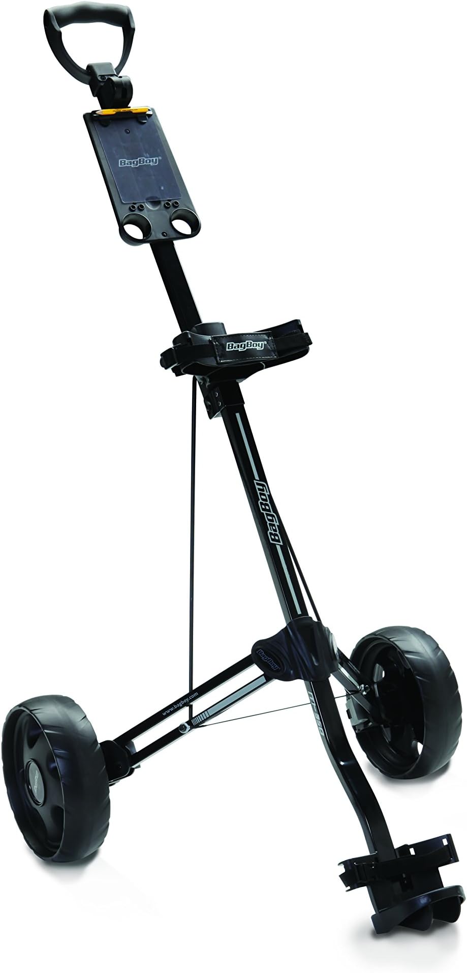 Bag Boy M-350 2 Wheel Golf Push Cart, Easy Two-Step Open & Close, Adjustable Handle Height, Ultra Lightweight, Scorecard Holder, Black