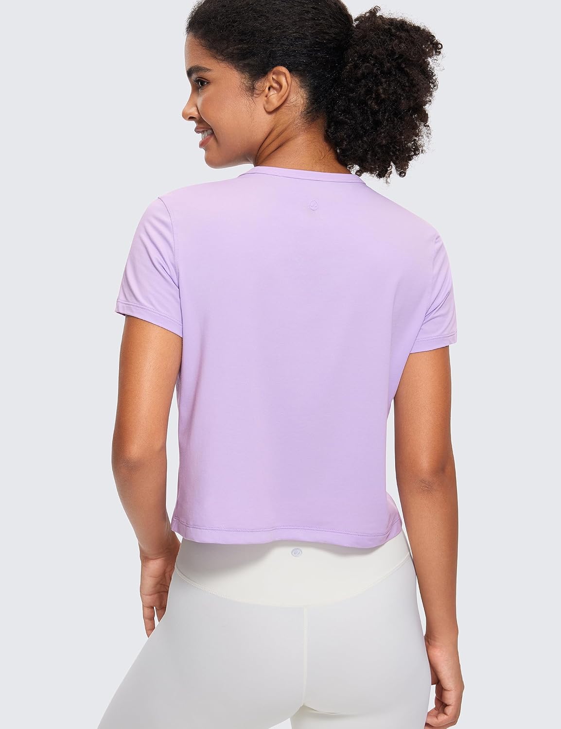 CRZ YOGA Women's Pima Cotton Short Sleeve Crop Tops High Neck Cropped Workout Shirts Yoga Athletic Casual T-Shirt