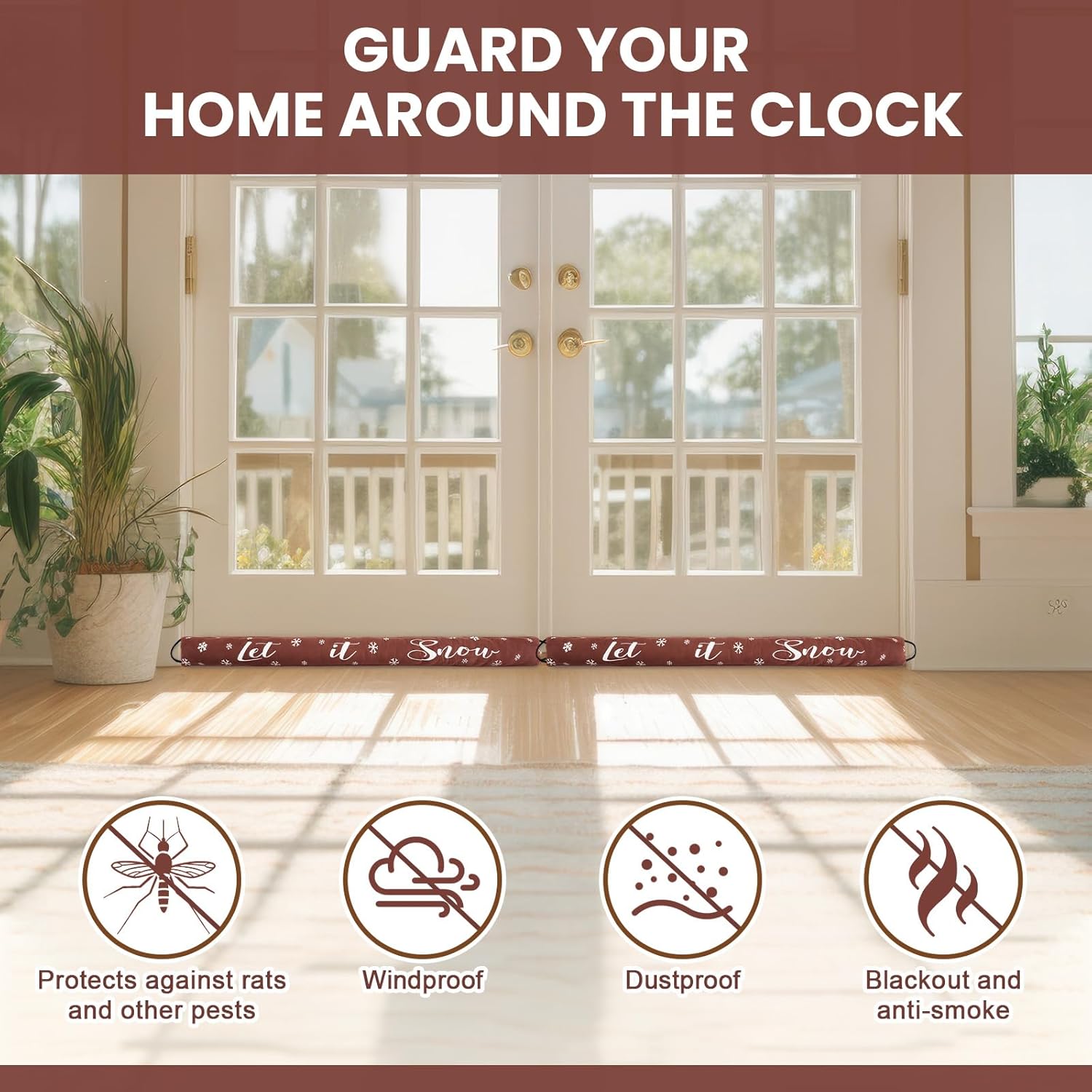 Gisafai 60 Inches Long Door Draft Stopper Under Door Draft Blocker Noise Wind Stopper for Home Balcony Office