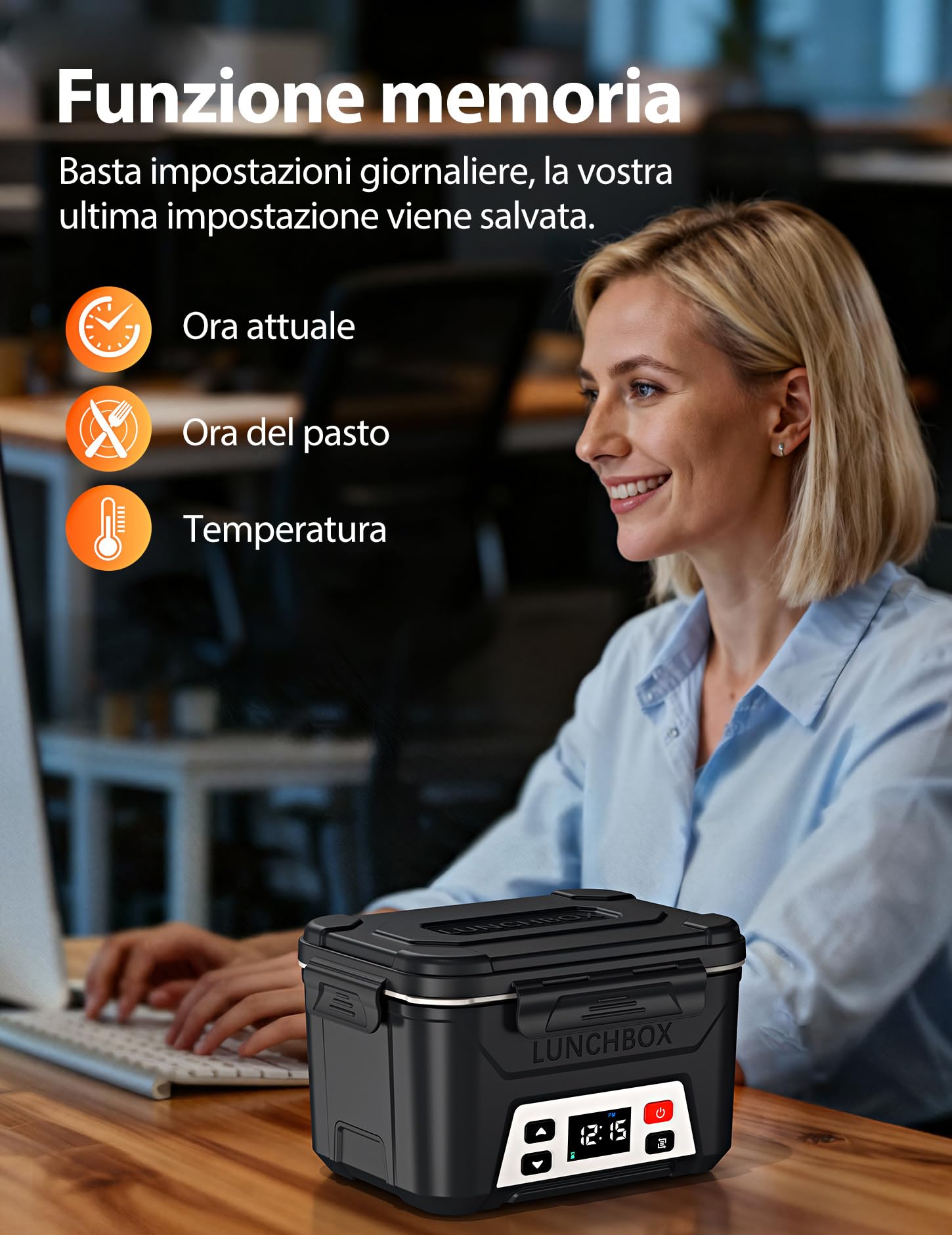 Docusvect Scaldavivande a Batteria Ricaricabile, Scaldavivande Elettrico Portatile con Timer, Porta Pranzo Riscaldabile da 1,3 L con Divisorio Removibile, Set Posate e Borsa Termica | Scaldavivande Elettrico Portatile Riscaldabile da 1,3 L con Divisorio R
