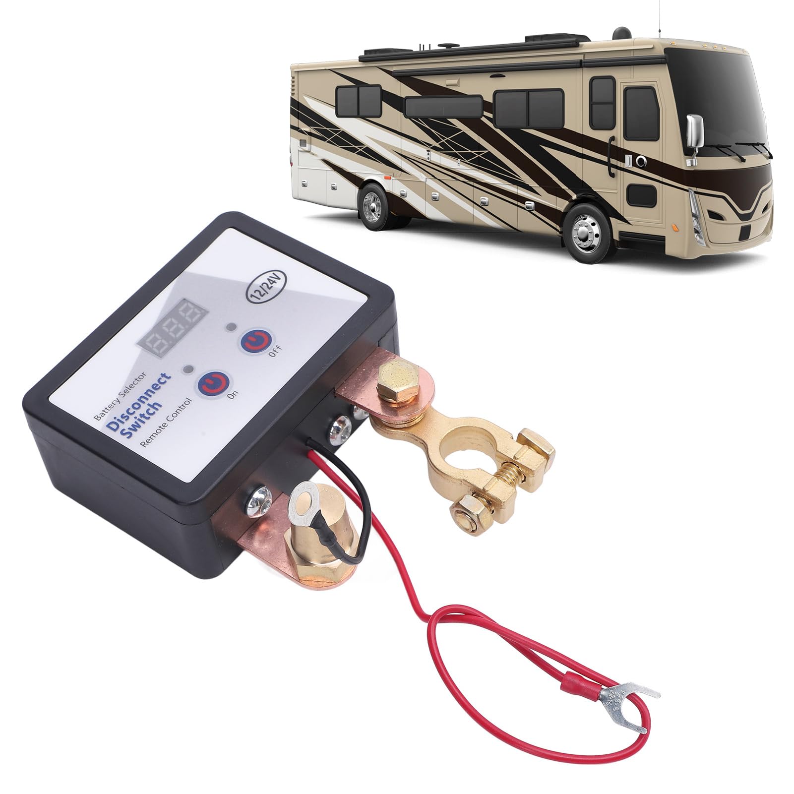 Interrupteur de Déconnexion Batterie 12V 24V 240A avec Télécommande Coupe Circuit Métal ABS pour Voiture Camion Bateau Compatible