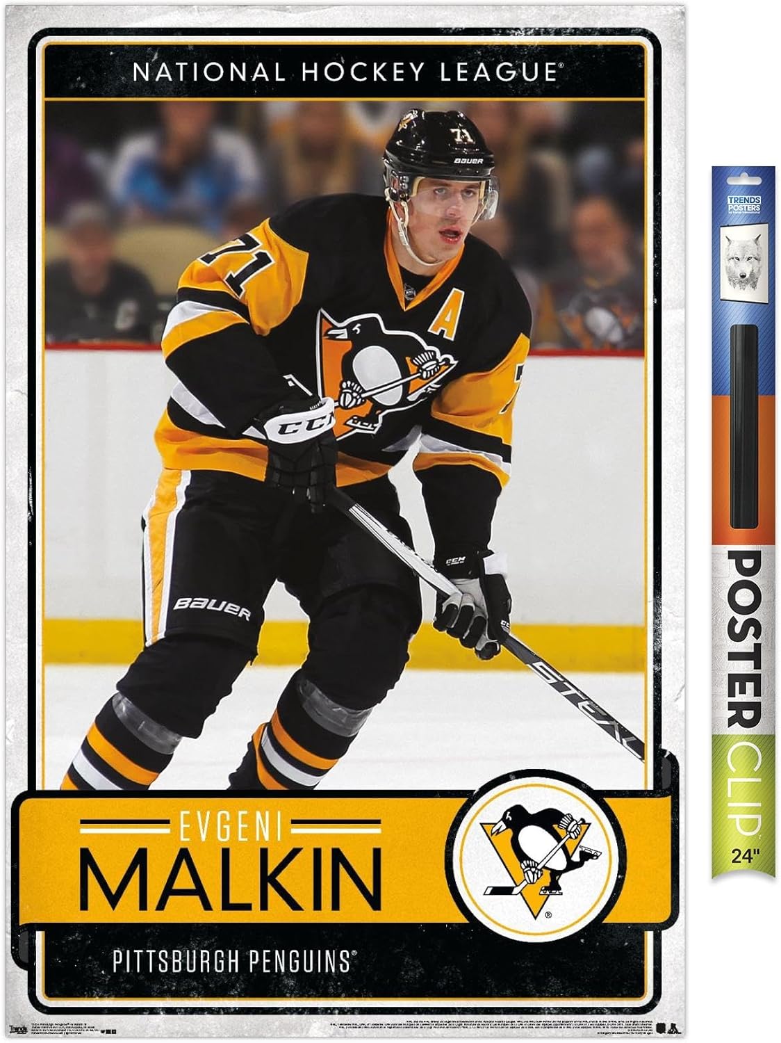 Trends International NHL Pittsburgh Penguins - Evgeni Malkin 16 Wall Poster, 22.375" x 34", Black Framed Version