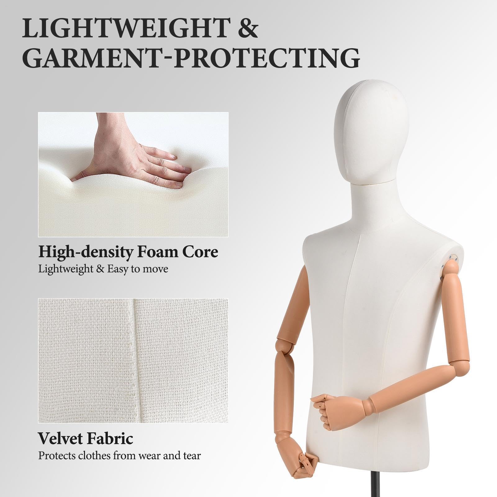 Schaufensterpuppe Männlich Torso, Verstellbarer Mannequin mit Rädern