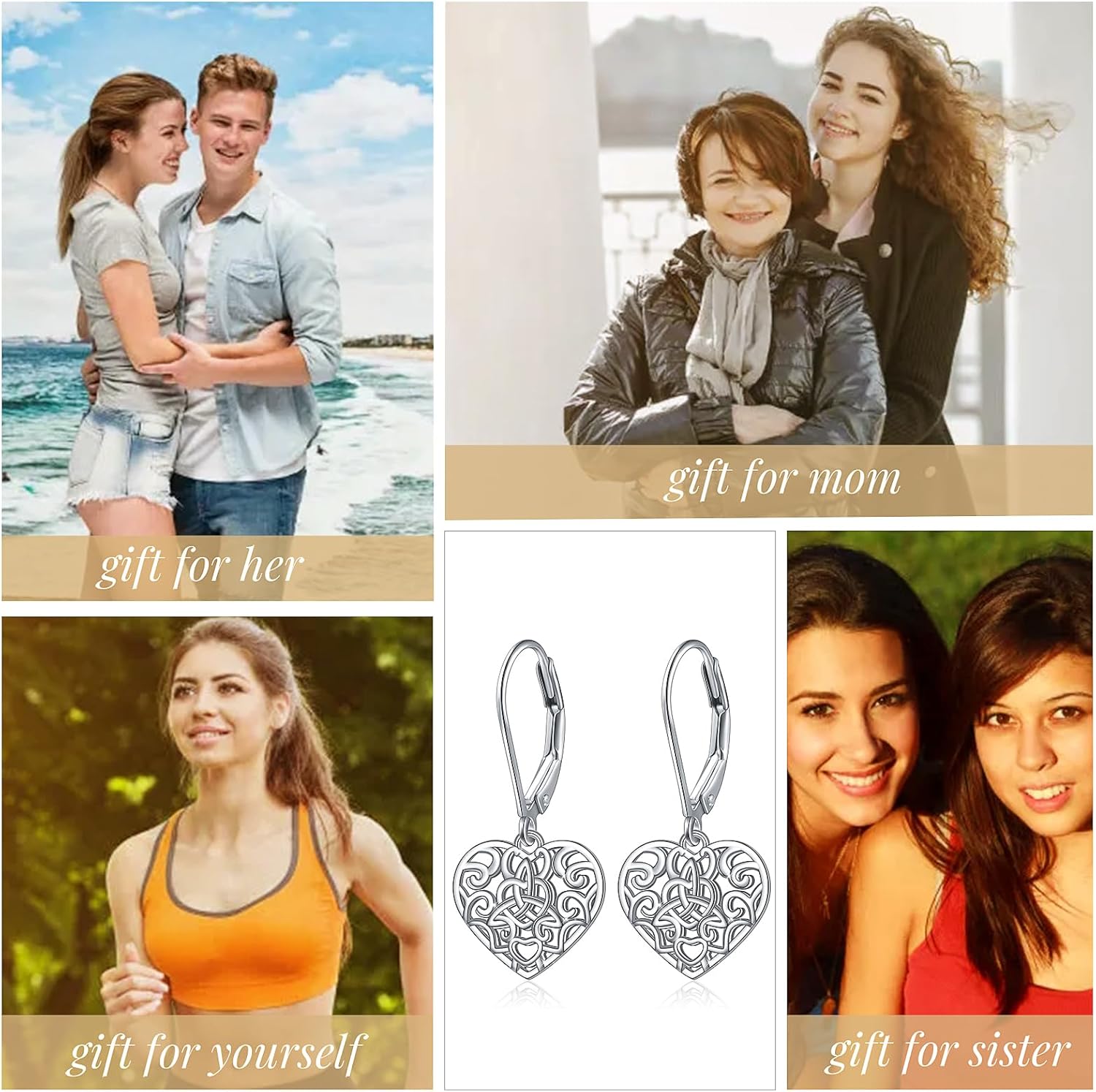 Valentines Day Gifts S925 Sterling Silver Heart Dangle Drop Stud Earrings for Women Mom Sister Friend Jewelry - Image 6