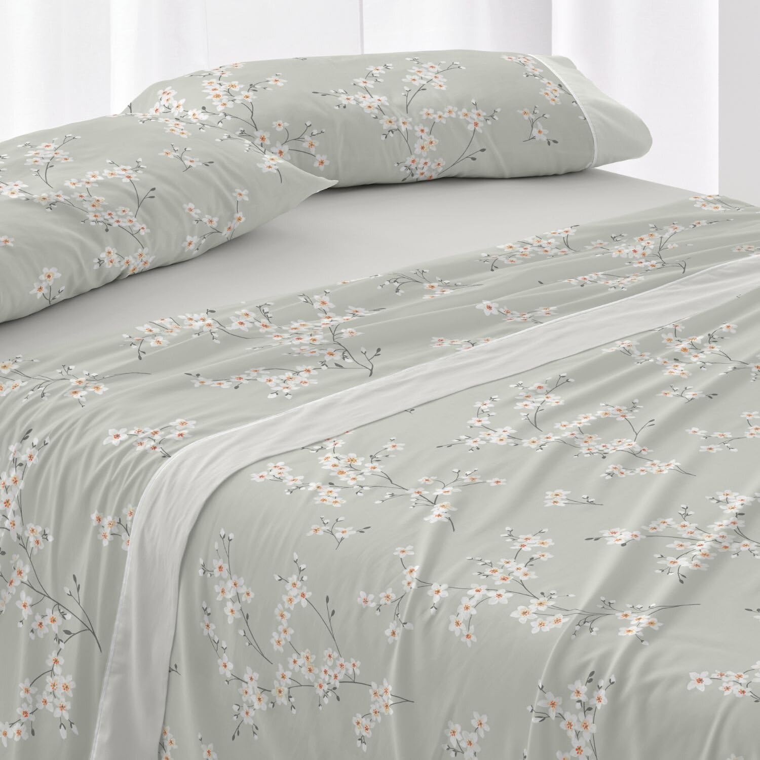 Burrito Blanco | Juego de sábanas | Cama de 90cm (+Medidas Disponibles) | Poliéster 50% Algodón 50% | Diseño 531 | Color Jade (90x190/200cm)