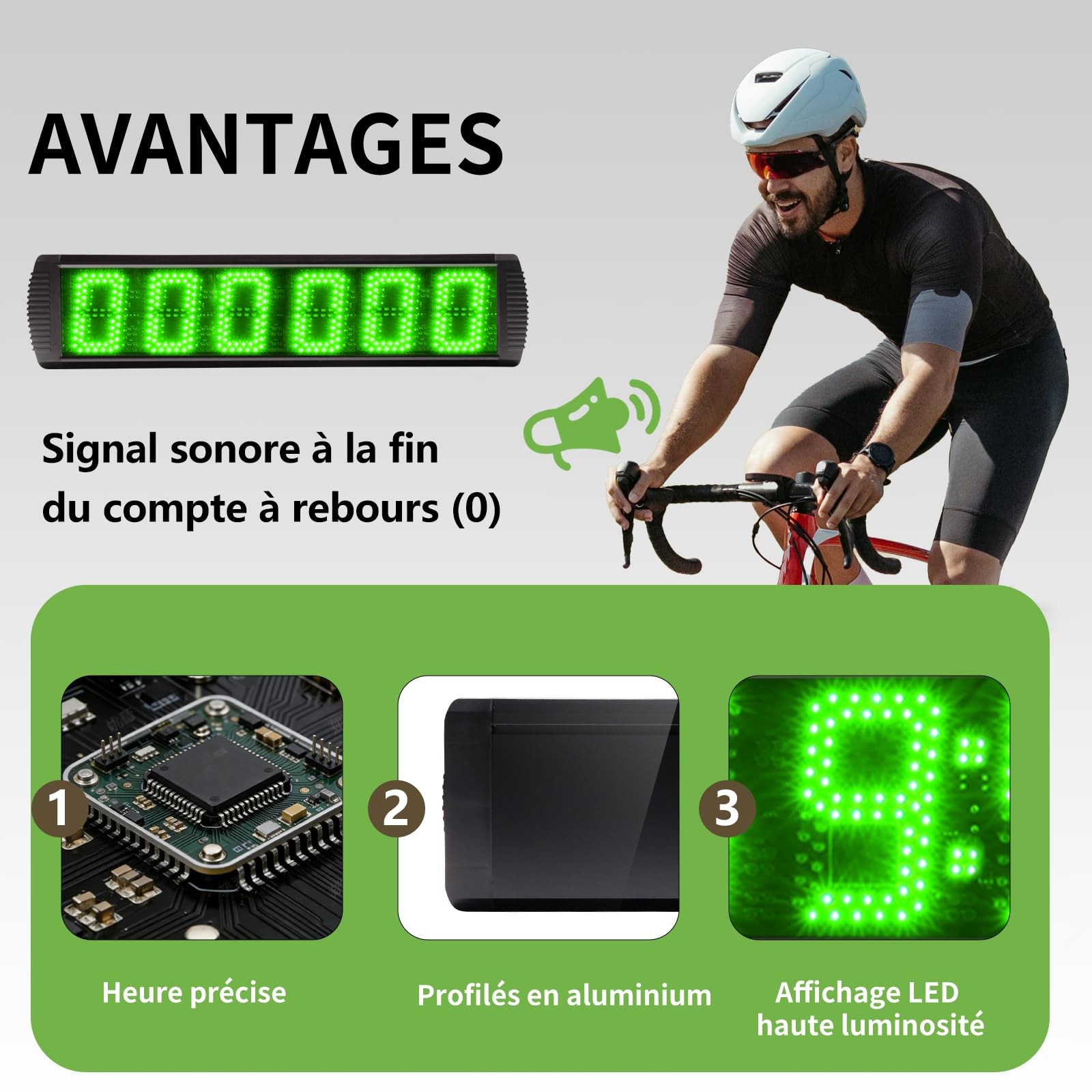 LUCKY TIME Chronomètre de Course avec trépied, Grand écran de 5 Pouces, télécommande, Affichage numérique LED avec Compteur jusqu'à 999 999 pour Salle de Sport, Piste d'athlétisme, Courses et Sports