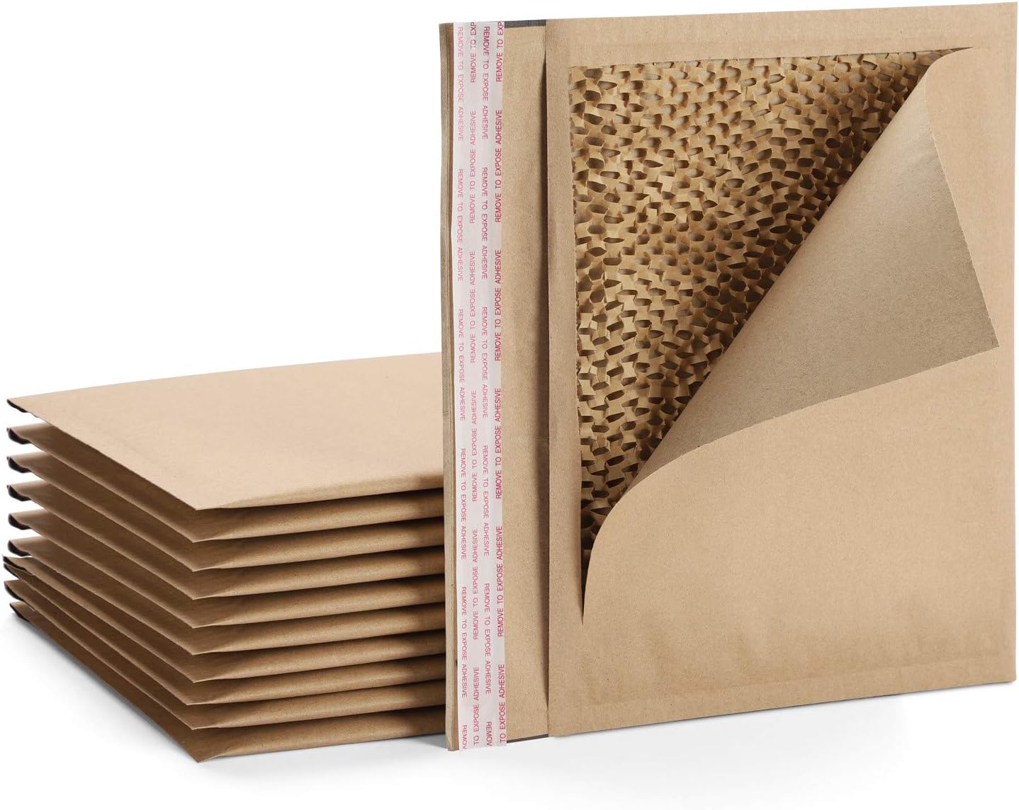 Fuxury #5 15x10.5 Inches Natural Honeycomb Padded Envelopes with patents, 100% Recycled Biodegradable Kraft Paper Fibers Cushioning Protected Padded Envelopes 10pcs