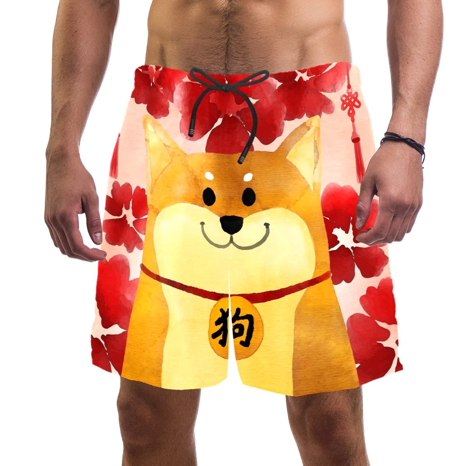 Short de bain Shiba Inu multicolore XL à taille élastique confortable - 6