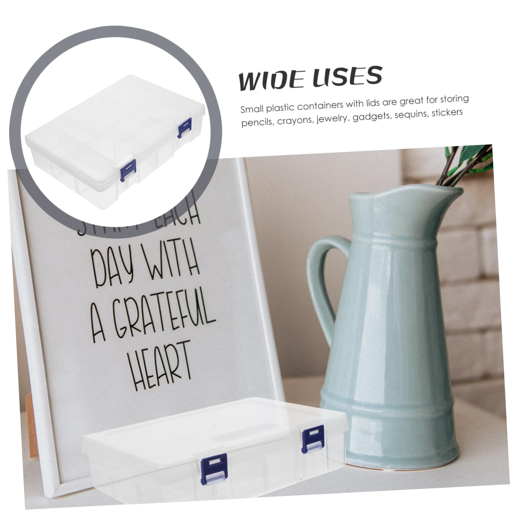 HAPINARY Transparent Plastic Craft Storage Box Lid Small Jewelry Organizer for Beads Containers