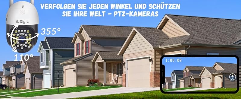 iLogic Kültéri WiFi Biztonsági Kamera - 360° PTZ, 3MP Felbontás, 4x Zoom, Vízálló, Éjjellátó, TUYA/Smart Life Kompatibilis, Mozgásérzékelés
