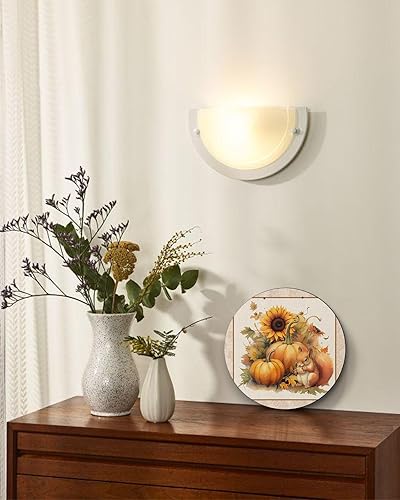 Miniatura 7 de Letrero de bienvenida para decoración de puerta delantera, calabaza, girasol, Acción de Gracias, coronas de 10 pulgadas, placa colgante, decoración