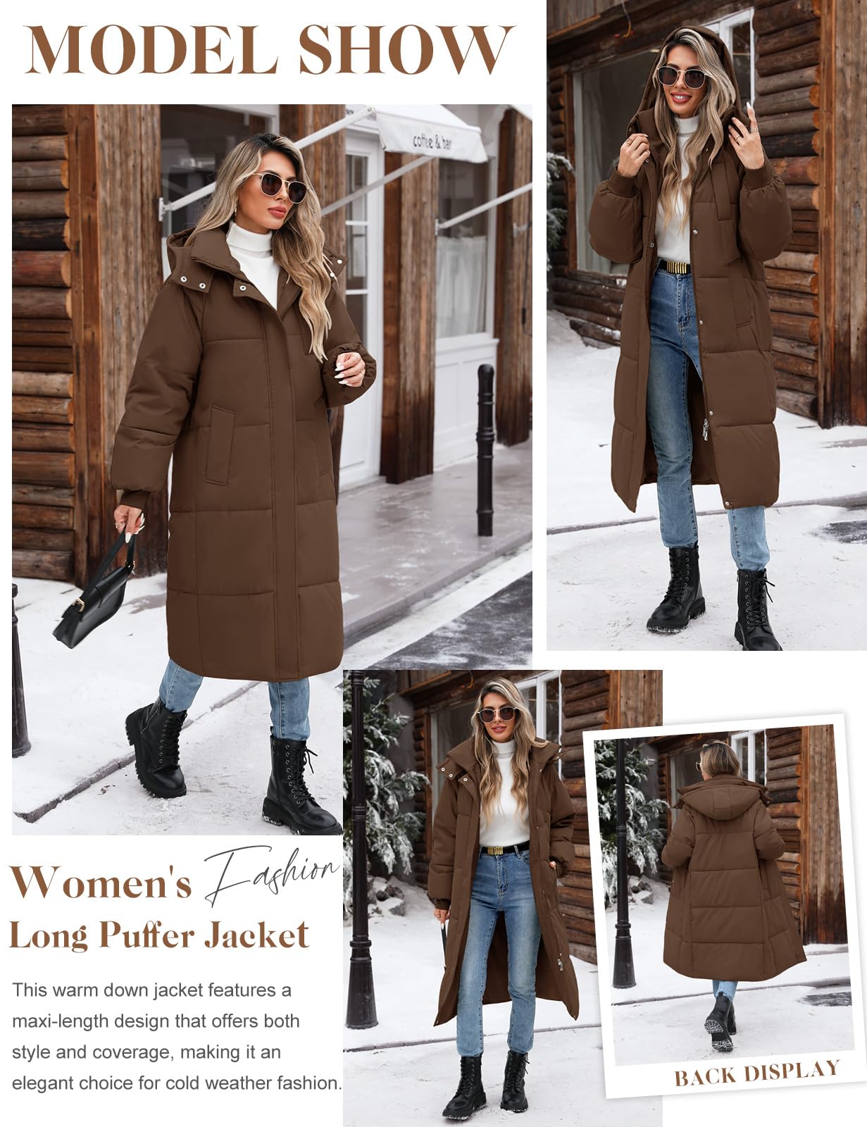 Giubbotto Donna Invernale Lungo Cappotto Imbottito Giacca Elegante | Giubbino Puffer Coat Jacket Trapuntata Cappotti Piumino Invernali Parka Autunno con Cappuccio Zip e Tasche