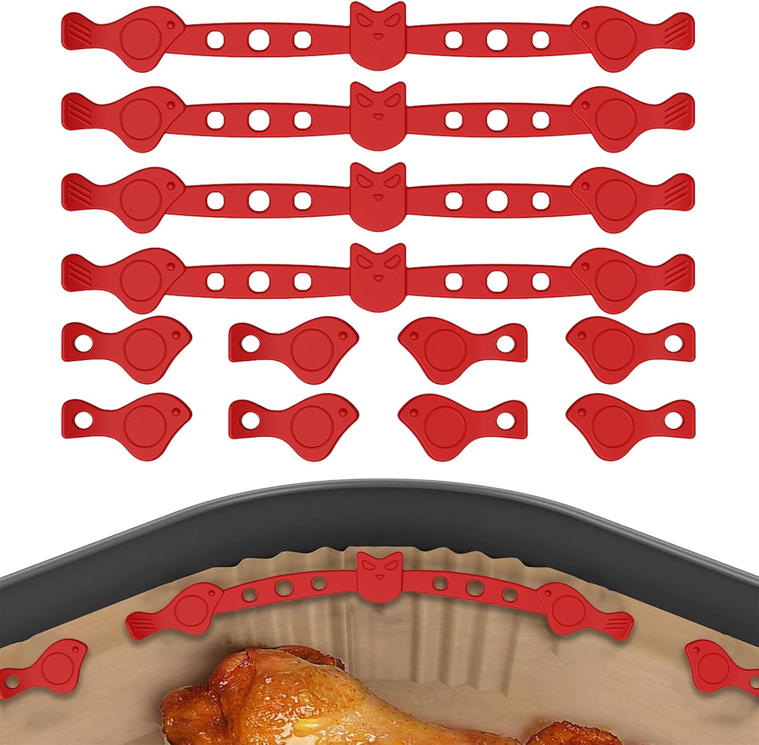 Air Fryer Magnets Silicone Buckle for Parchment Paper Liners, High-Temp Resistant Air Fryer Accessories, Safely Lock Paper from Heating Element or Covering Food, Prevent Burning (Bird)