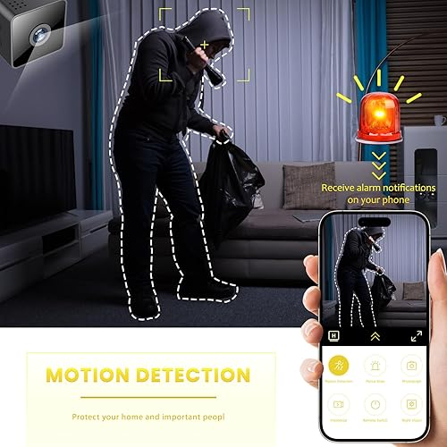 Miniatura 3 de Mini cámara de seguridad inalámbrica, WiFi para el hogar pequeño 1080P Micro HD magnética para niñera con detección de movimiento, almacenamiento en