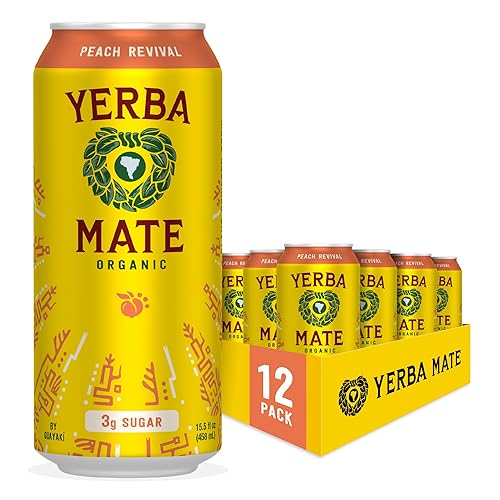 Bebida energética orgánica Yerba Madre de Guayaki, sabor a yerba mate, baja en azúcar, 150mg de cafeína natural de plantas, energía y enfoque