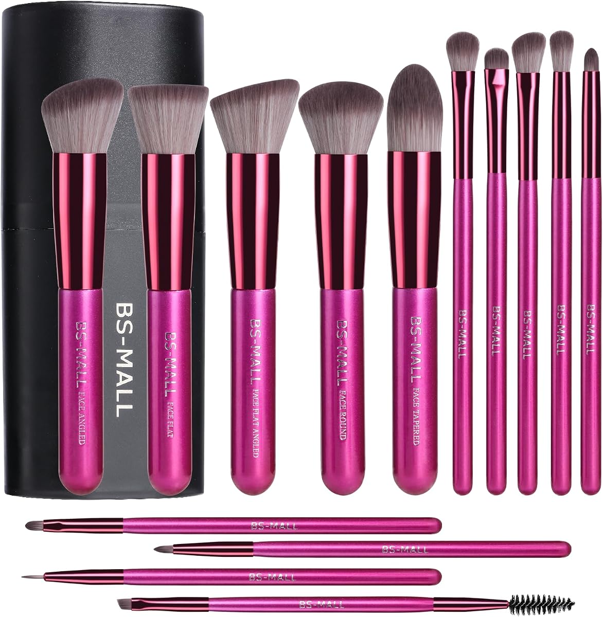 BS-MALL Makeup Brushes 14 pcs Makeup Tools Kit Premium Synthetic Powder Foundation Contour Concealers Lip Brushes with Makeup Sponge & Eyeshadow Applicator Kit