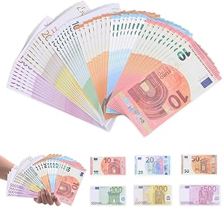 Fonyet Real Euro Fake Money 150 Pieces Fake Banknotes Realistic for Playing and Education Scene Coins for Movie Party, €10、€20、€50、€100、€200 and €500