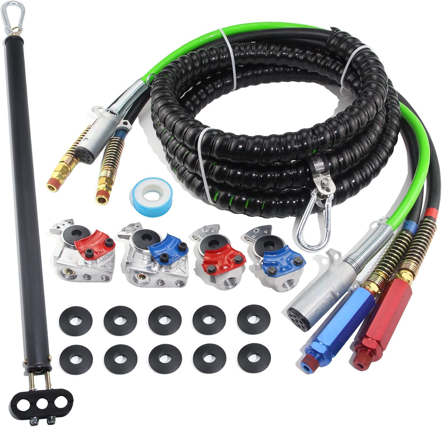 GREPSPUD 15Ft Truck 3 in 1 Wrap Air Lines Kit, 7 Way ABS