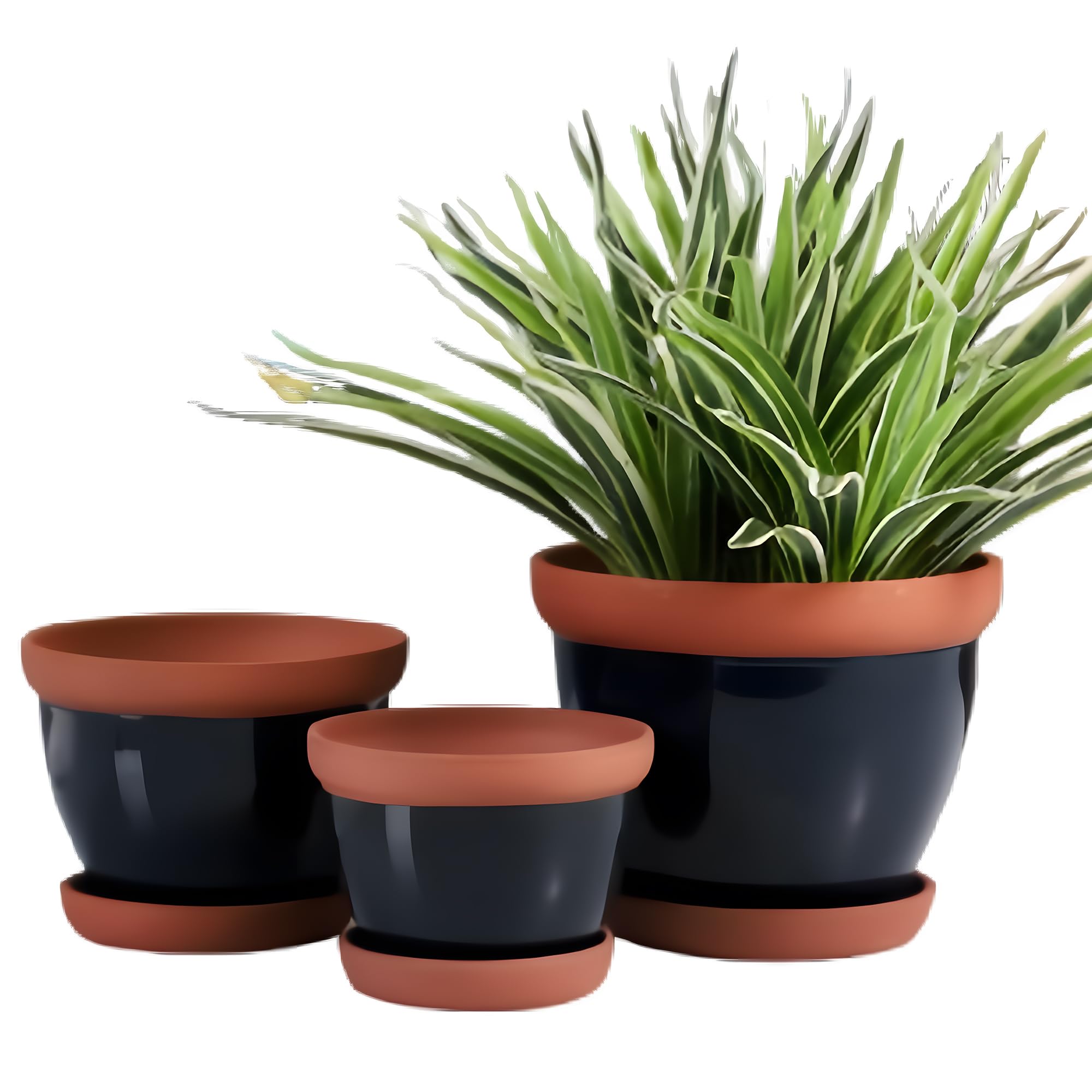 Amazon.com: Yishang Glazed Terracotta Pots with Saucers, Set of 3
