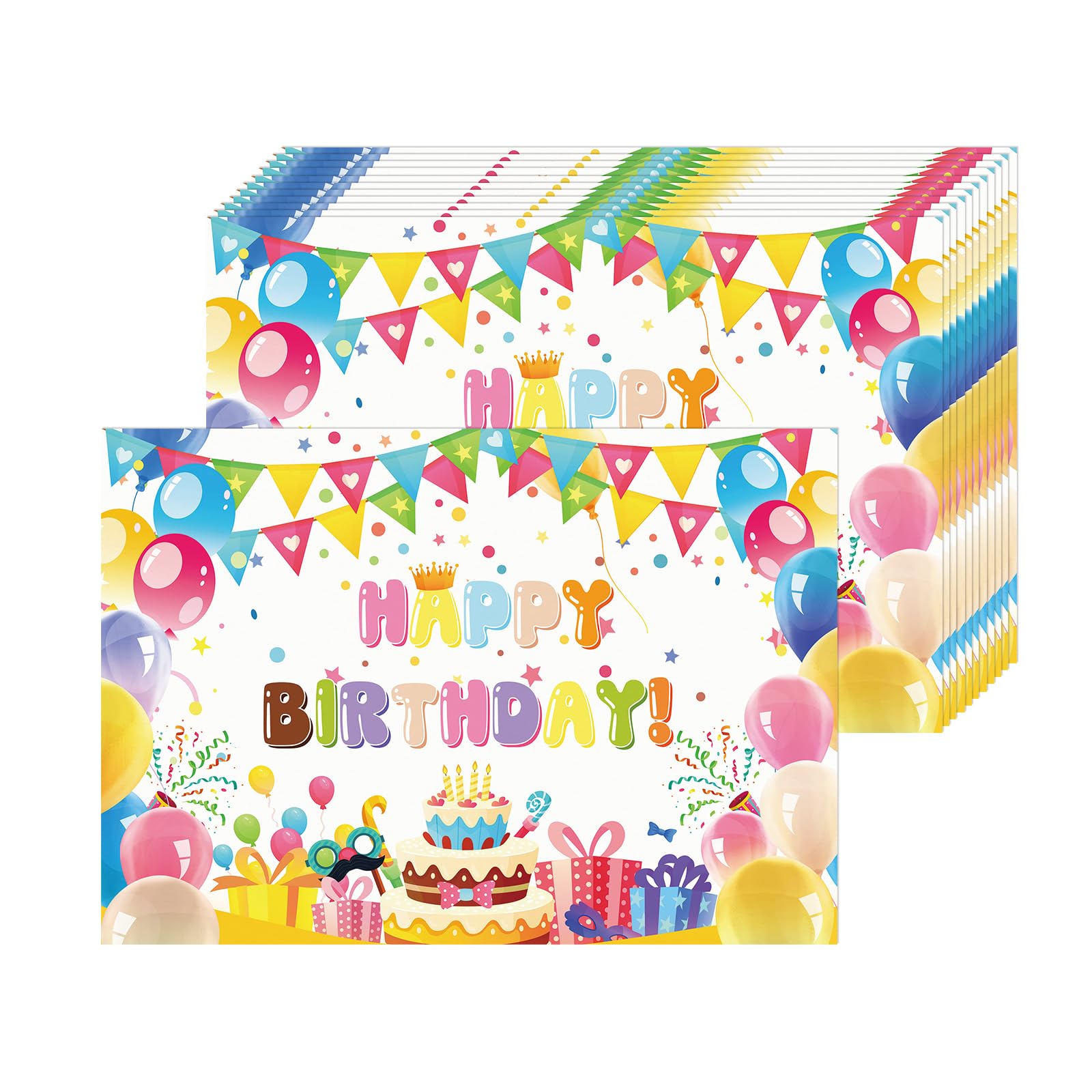 Lot de 50 sets de table jetables papier Happy Birthday anti-tache pour anniversaire