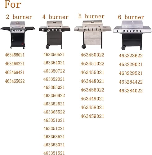 Miniatura 2 de Shengyongh SS8021 (paquete de 4) piezas de repuesto para parrilla Charbroil Performance 4 quemadores 463365021 463365522 463352521, 5 quemadores