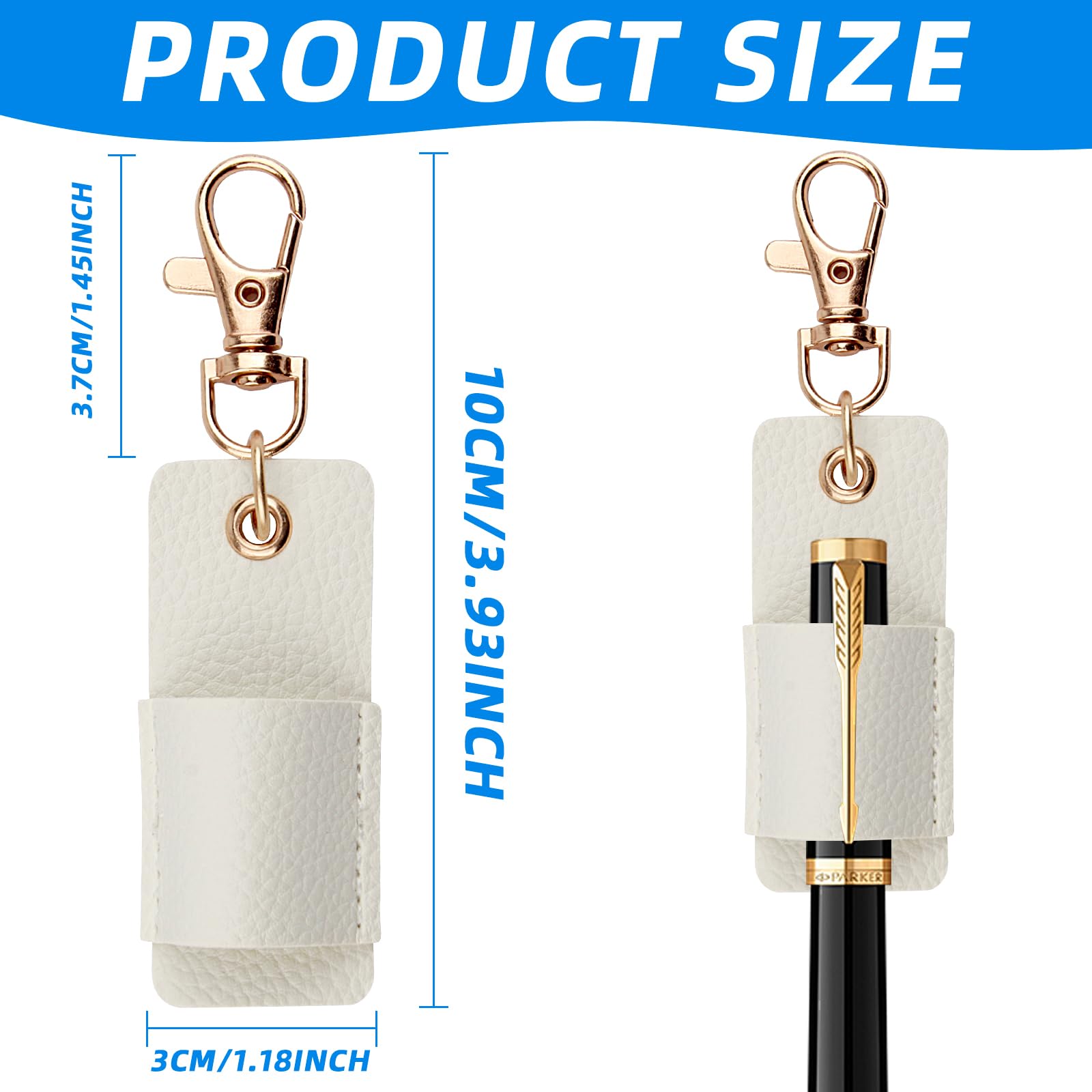 Foyods 2PCS Leather Pen Holder, White PU Leather Pen Holder for Lanyard Anti-Lost, Portable Neck Pen Holder Clip & PU Pen Pouch Holder Pocket Protector for Badge Pen Holder Keychain