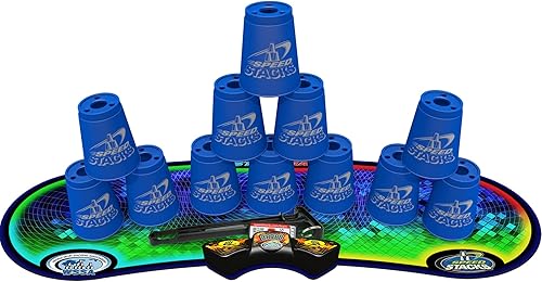 Speed Stacks Competitor de apilamiento deportivo azul - 12 tazas vástago de sujeción con temporizador GX y alfombrilla Aprobado por la WSSA Negro, Speed Stacks Competitor de apilamiento deportivo azul - 12 tazas vástago de sujeción con temporizador GX y alfombrilla Aprobado por la WSSA Negro,