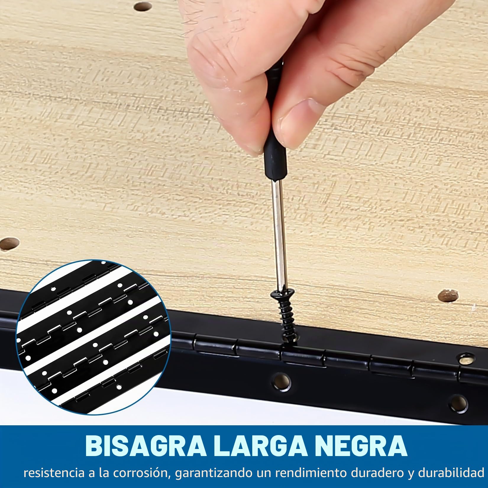 4 Piezas Bisagra Piano, 300mm × 30mm Bisagras de Piano, Bisagras Plegables, Bisagra para Puertas de Armarios Gabinetes y Muebles, con Tornillos y Destornillador (Negro)