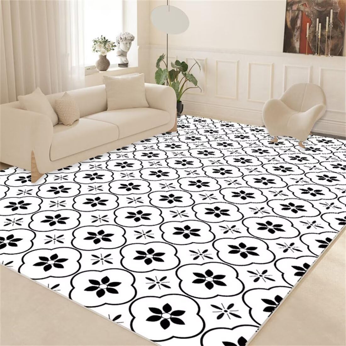 Tapis de salon lavable en machine 160x230cm pour éliminer les poils de chien