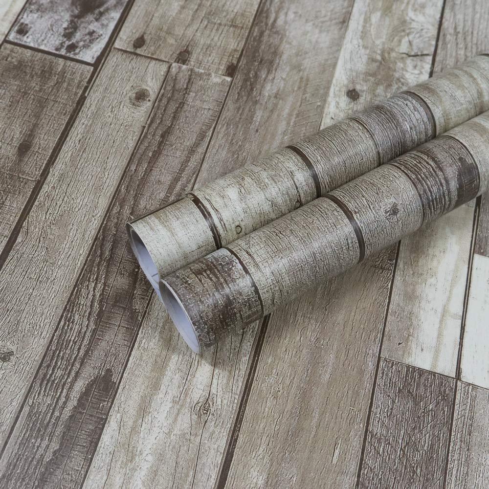 Buy 17.7"X 118"Rustic Wood Peel and Stick Wallpaper Faux Wood Plank