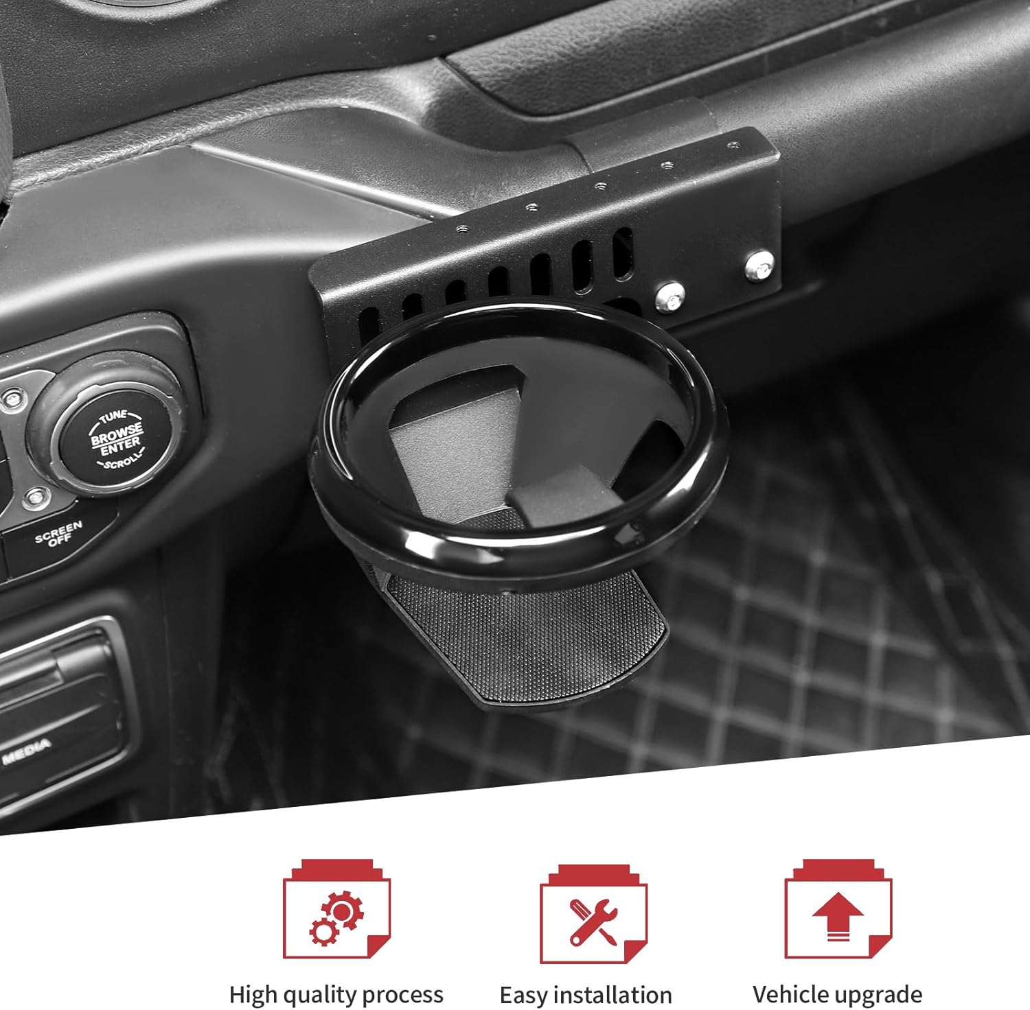 JeCar Passenger Grab Handle Cup Holder Fit for 2018-2023 Jeep Wrangler JL JLU & Gladiator JT