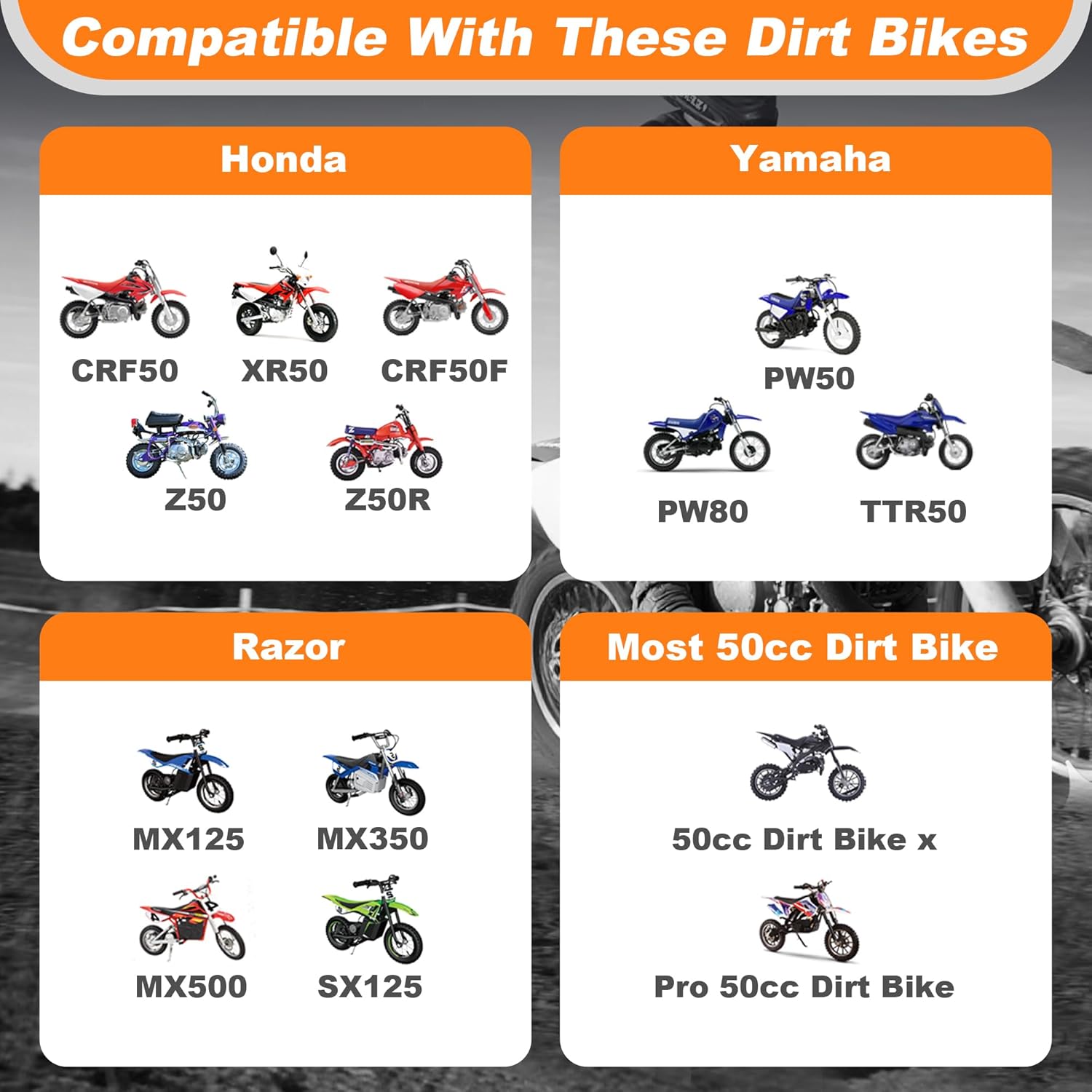 Dirt Bike Training Wheels, Universal Fit Electric Dirt Bike Razor MX125 MX350 MX500, Most 50CC Motorcycles Yamaha PW50 TTR50 and Honda CRF50 XR50 Z50,Adjustable Height Training Wheels for Beginners
