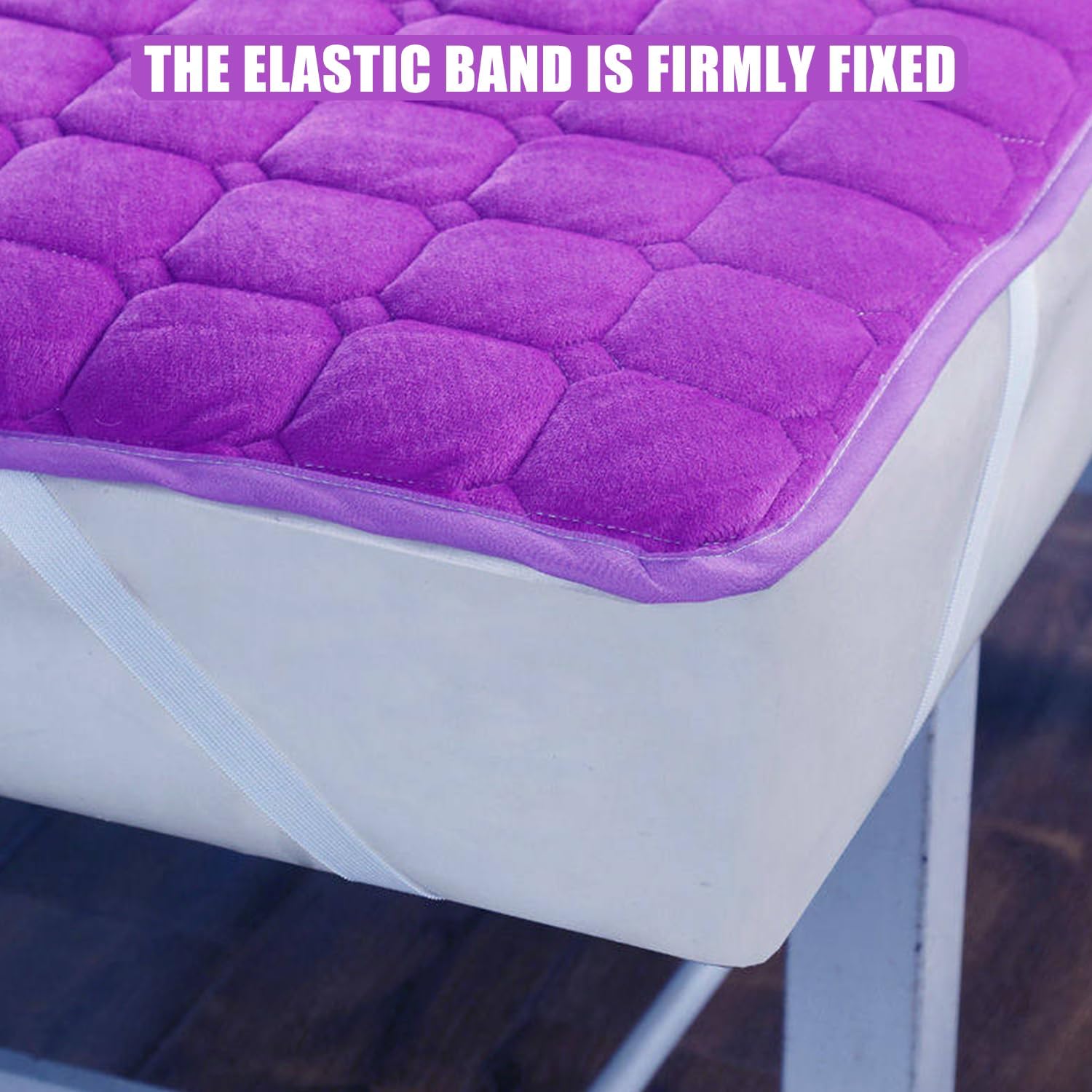 Velvet Massage Table Pad with Elastic Band Anti Slip Massage Table Sheet Beauty Bed Sheet Spa Bed Cover Wash Hair Bed Cover Lash Bed Mattress Topper for Beauty Salon,Purple,70 * 140cm