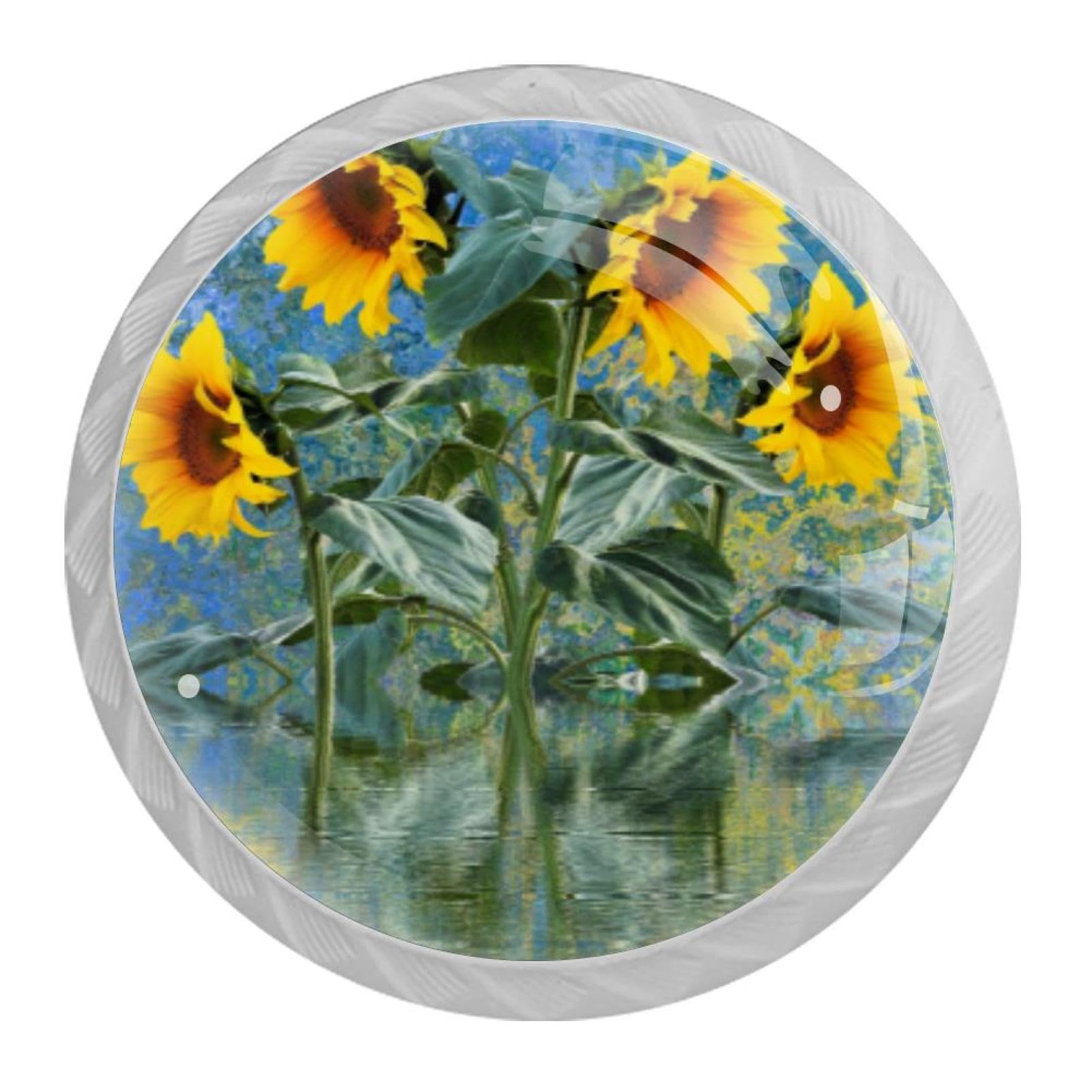 Tqmspg Multi07 4 Pieces Drawer Pulls Sunflowers Door Knobs Dresser Handles For Kitchen Wardrobe Cupboard Hardware Furniture