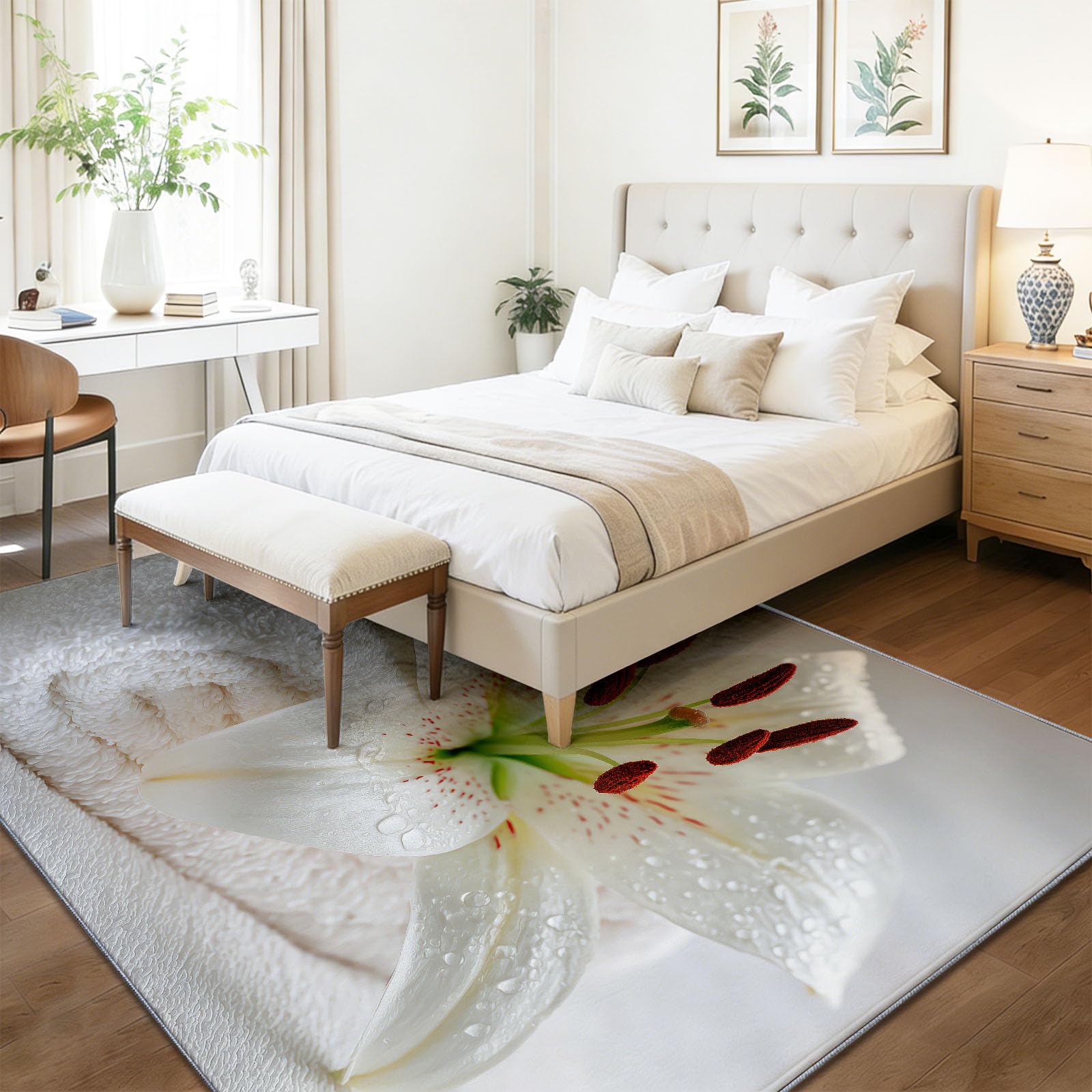 Lilie Blumen Spa Teppich rutschfest Wohnzimmer 80 x 150 cm