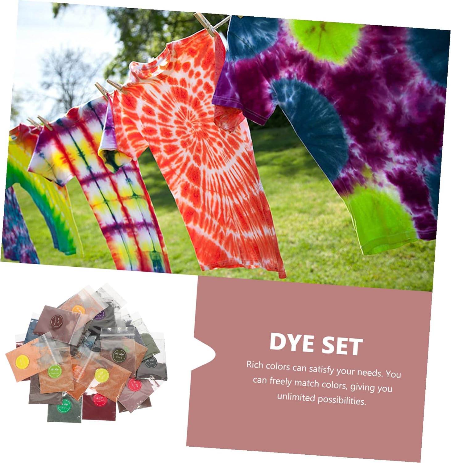Tie Dye Powder Refill Pack Vibrant Permanent Dye Colors for DIY Tie Dyeing Bright Fabric Suitable for Adults Non-Toxic Bags for Creative Party Crafts and Halloween